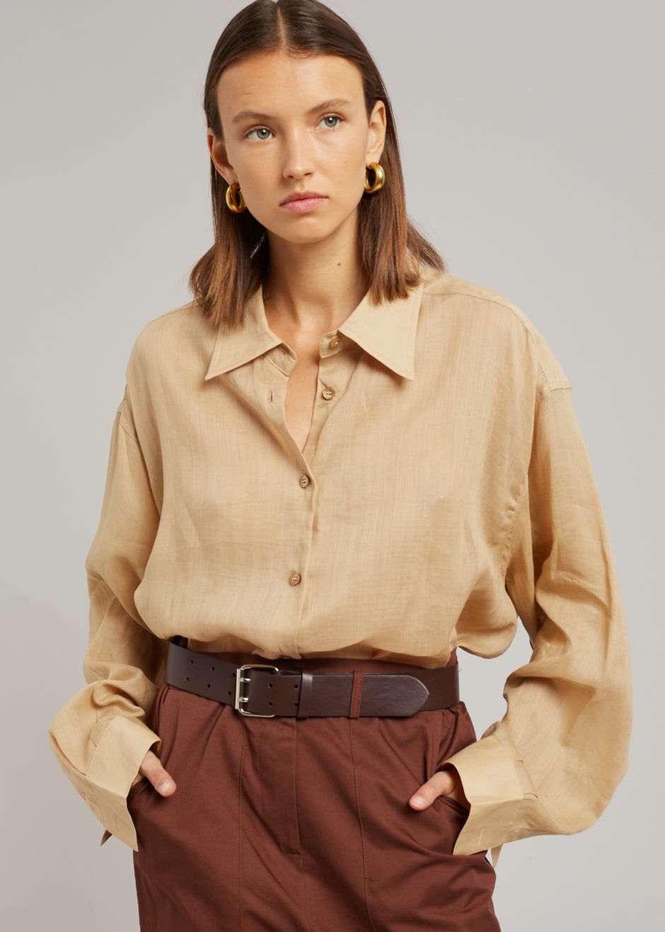 Marlow Oversized Linen Shirt - Camel sold by Frankie Shop product image thumbnail 7