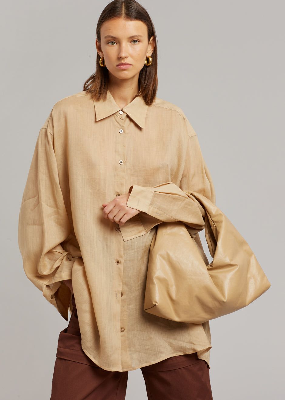 Marlow Oversized Linen Shirt - Camel sold by Frankie Shop product image thumbnail 3