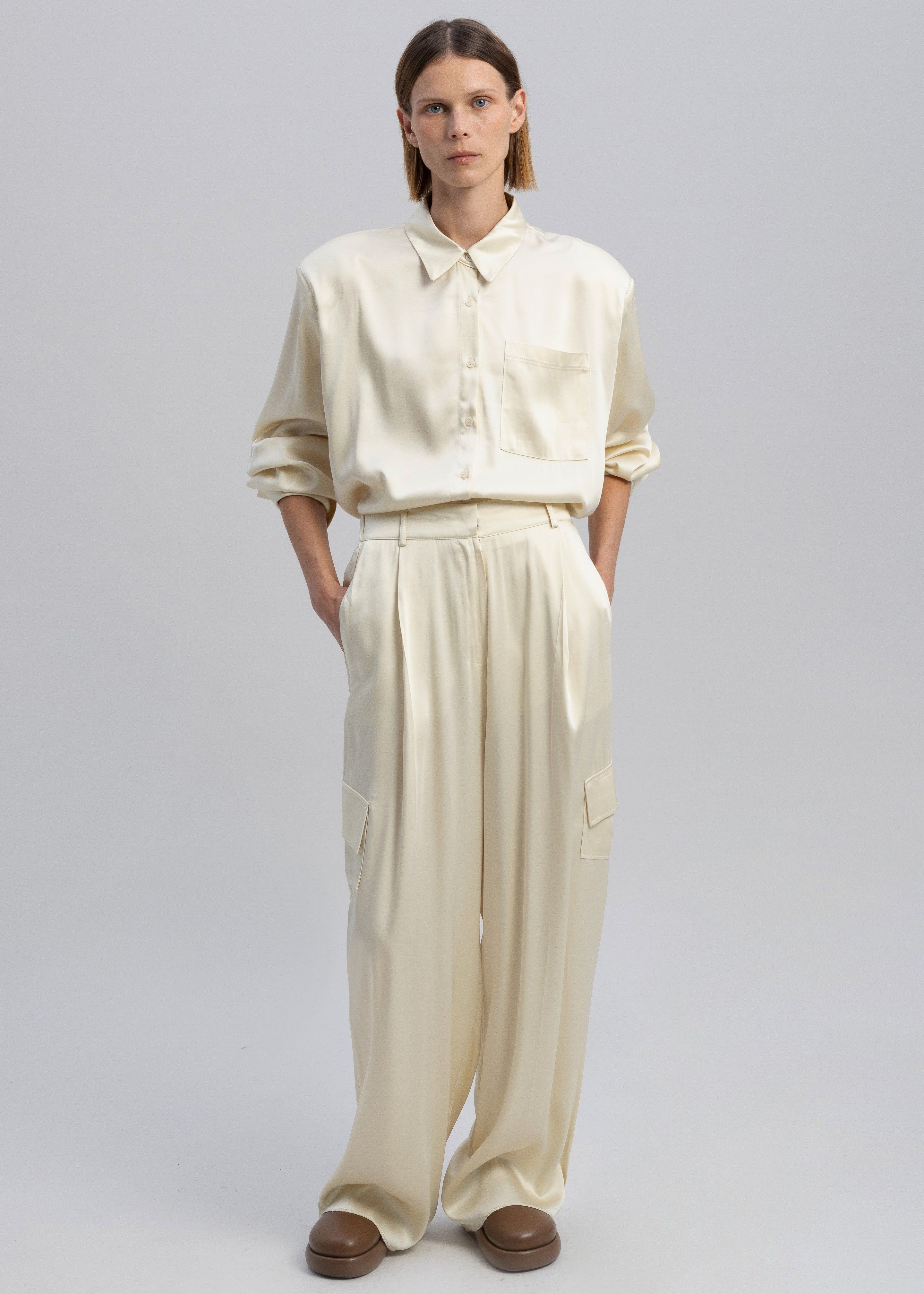 Menne Silky Trousers - Ivory sold by Frankie Shop product image thumbnail 7