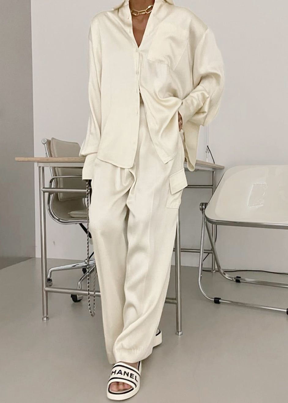 Menne Silky Trousers - Ivory sold by Frankie Shop product image thumbnail 4