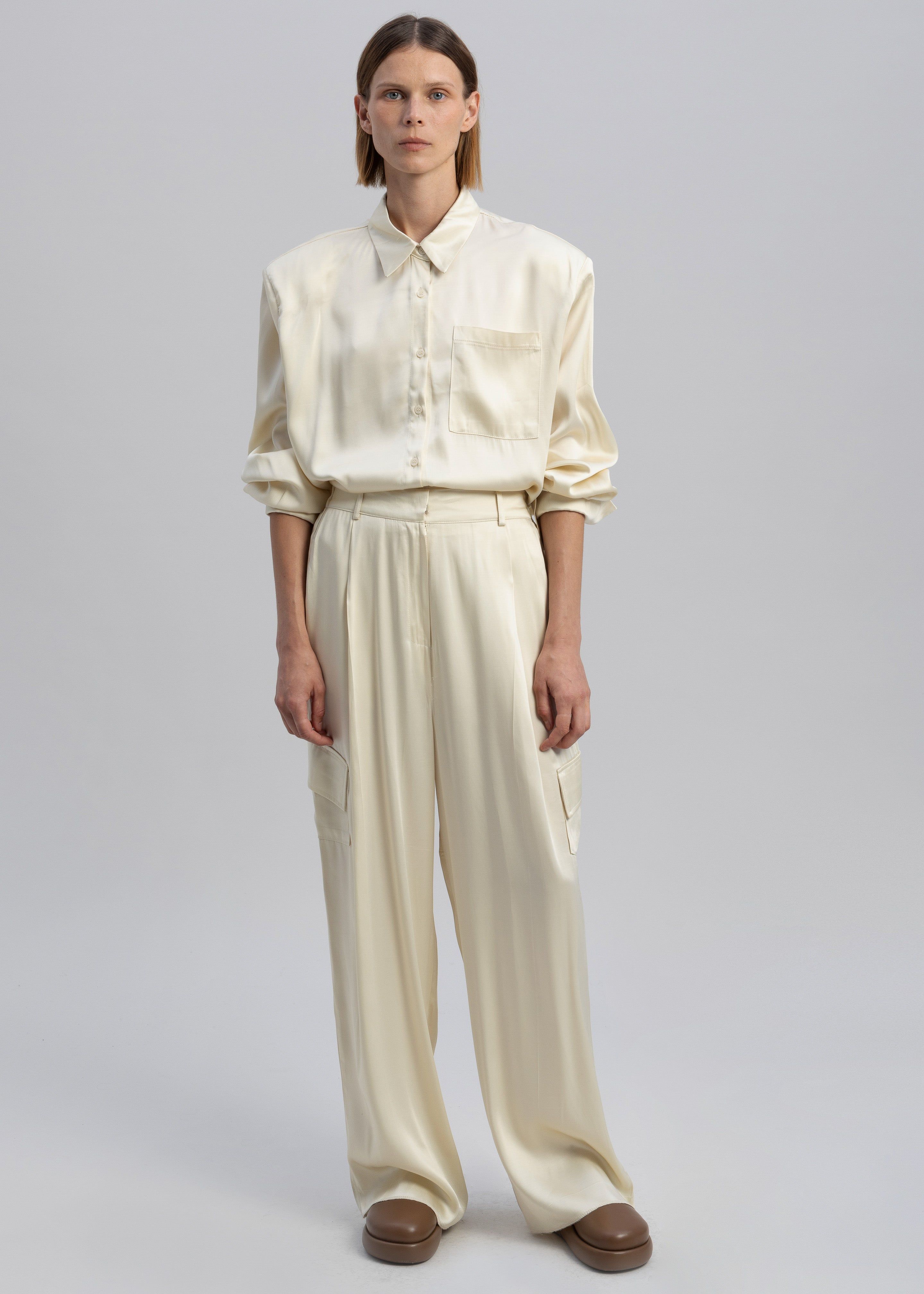 Menne Silky Trousers - Ivory sold by Frankie Shop product image thumbnail 3