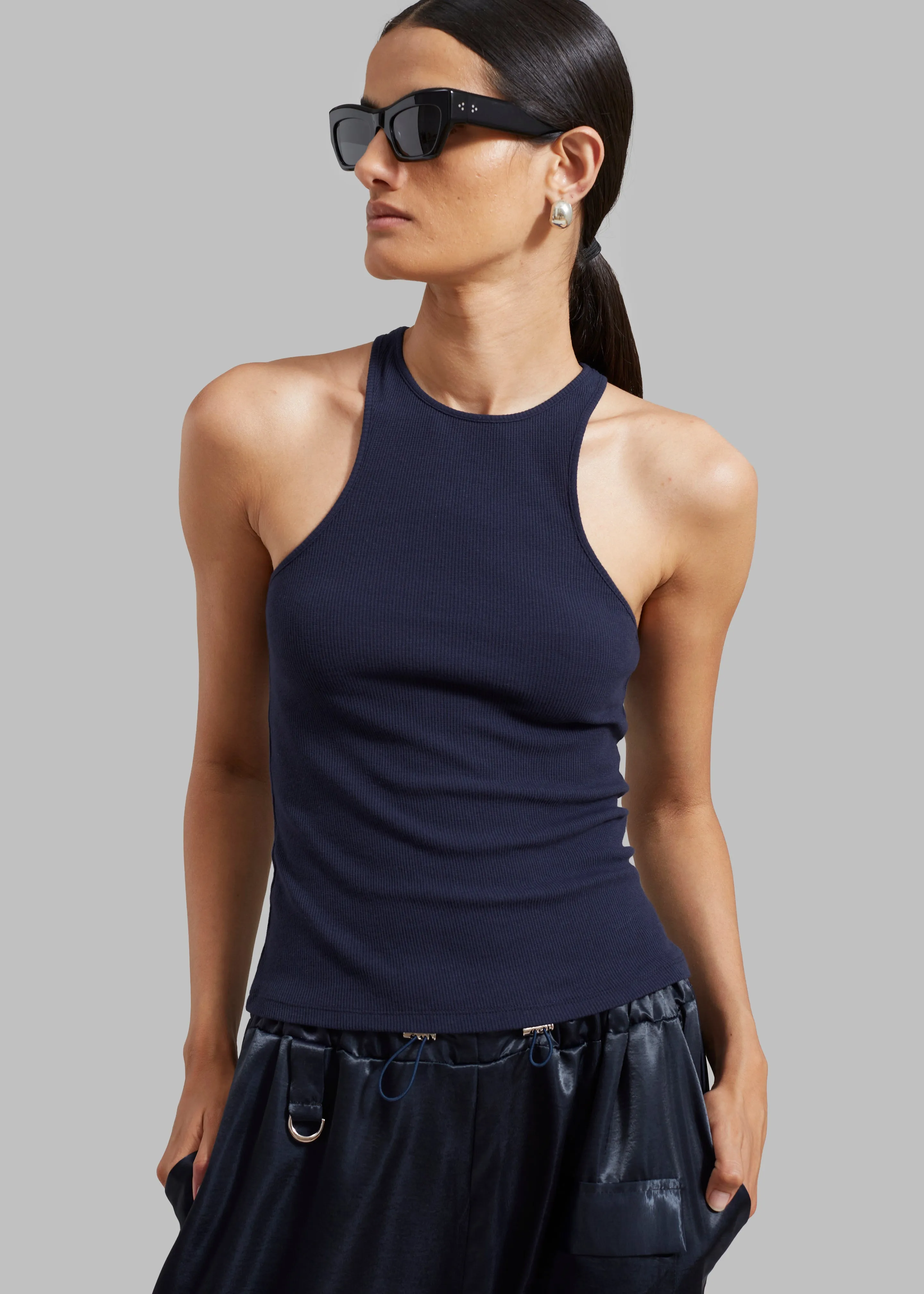 Ophelia Rib Tank Top - Navy sold by Frankie Shop