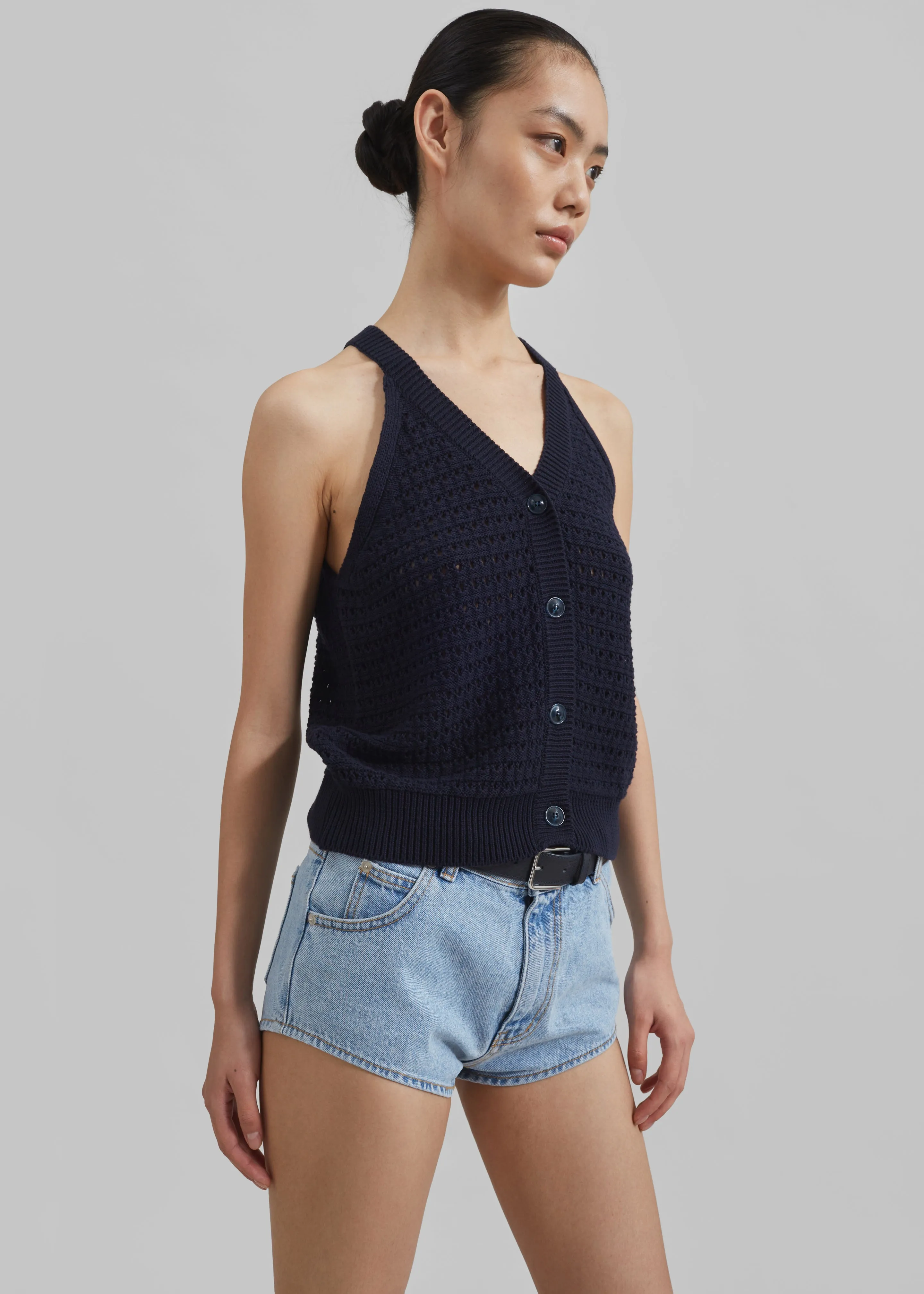 Leonie Knitted Halter Top - Navy sold by Frankie Shop product image thumbnail 4