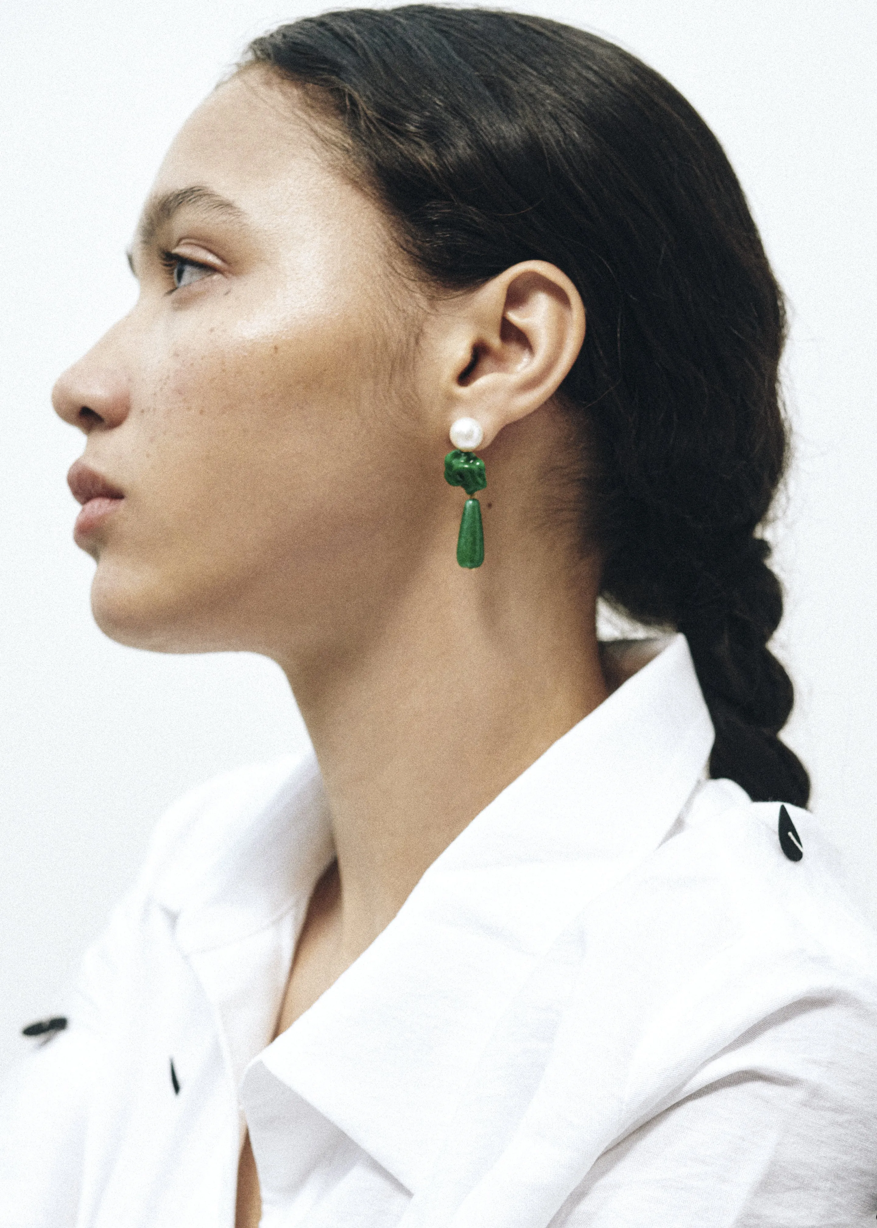 Completedworks The Depths of Time Earrings - Pearl/Green Chalcedony sold by Frankie Shop product image thumbnail 3