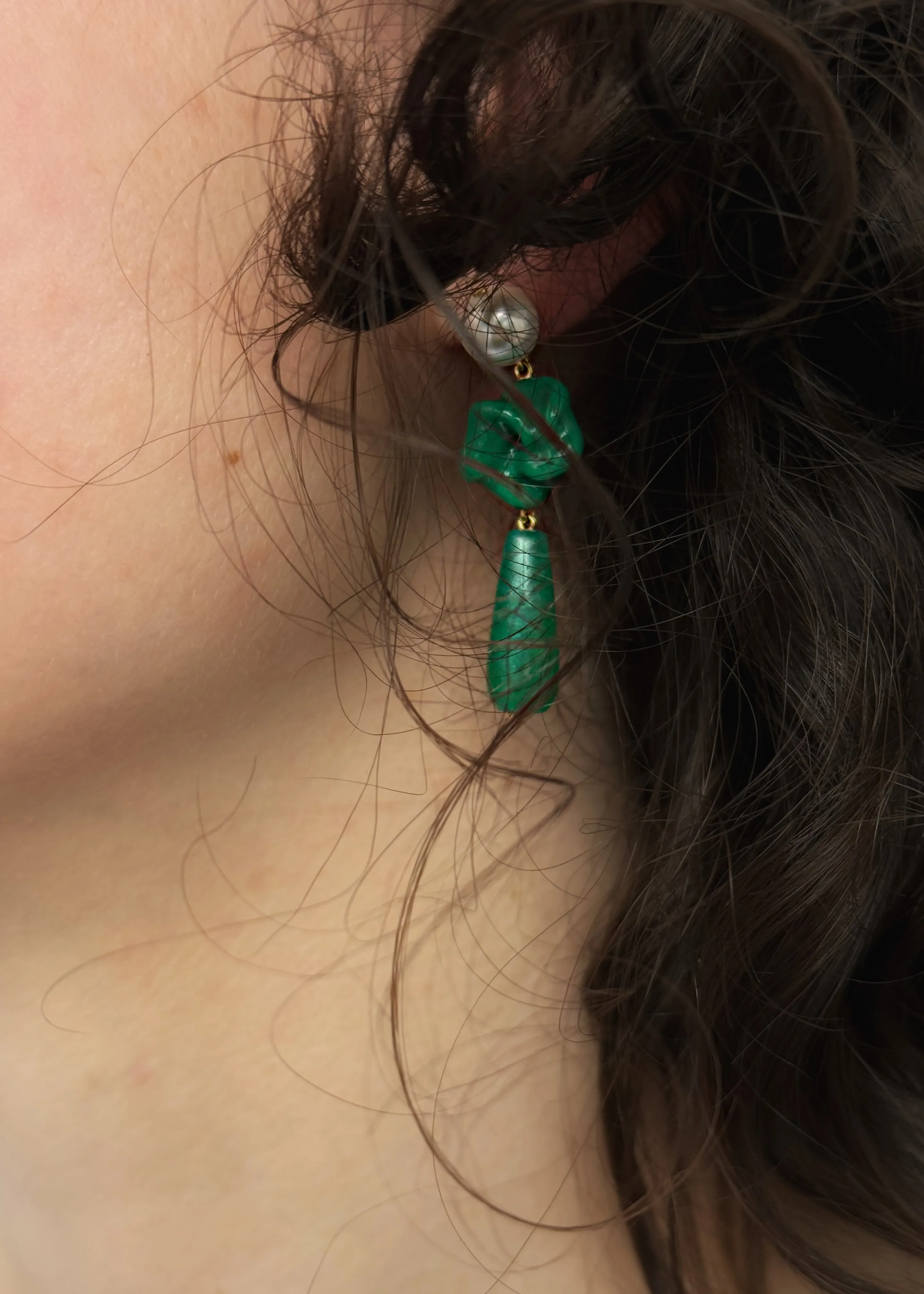 Completedworks The Depths of Time Earrings - Pearl/Green Chalcedony sold by Frankie Shop product image thumbnail 2