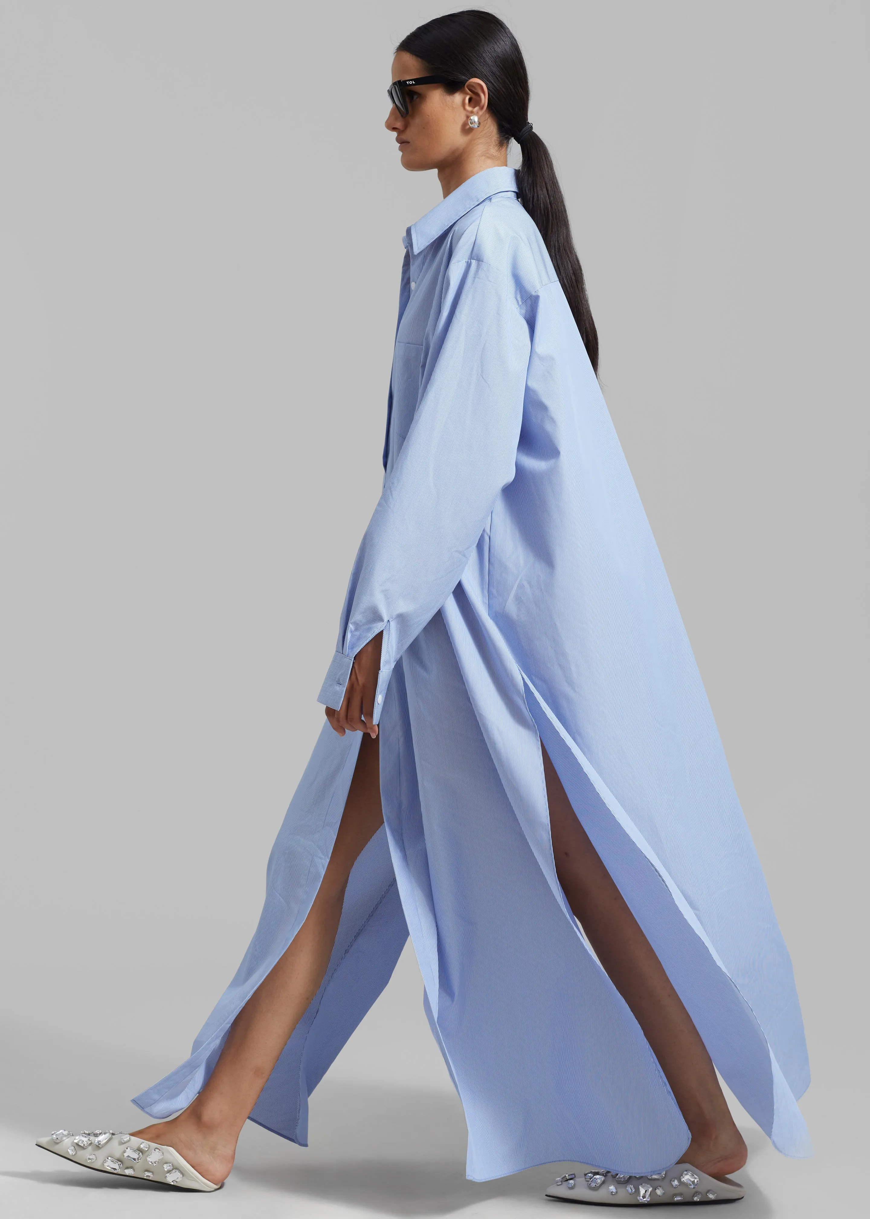 Avery Shirt Dress - Blue Stripe sold by Frankie Shop product image thumbnail 3