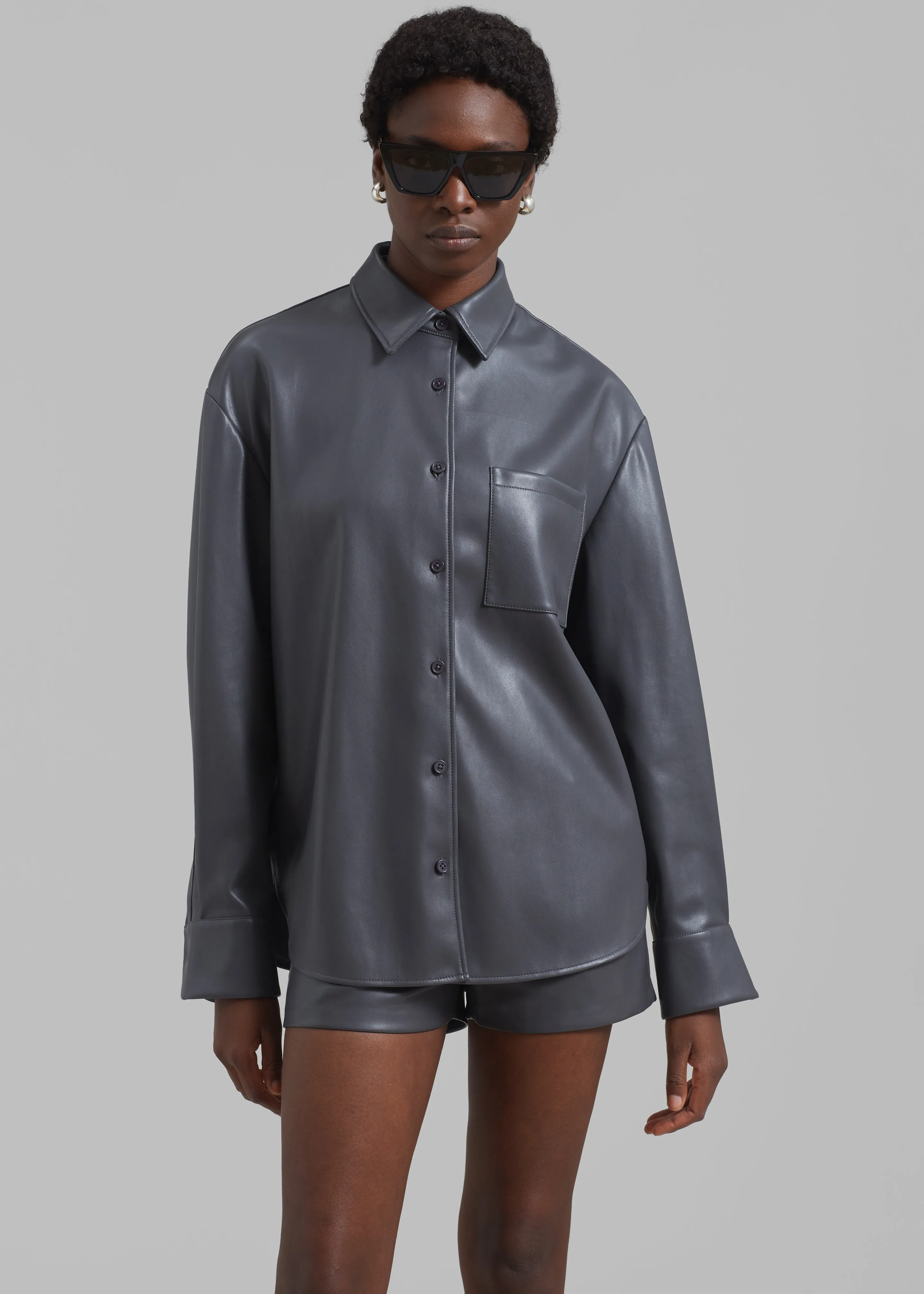 Chrissie Faux Leather Shirt - Grey sold by Frankie Shop product image thumbnail 5