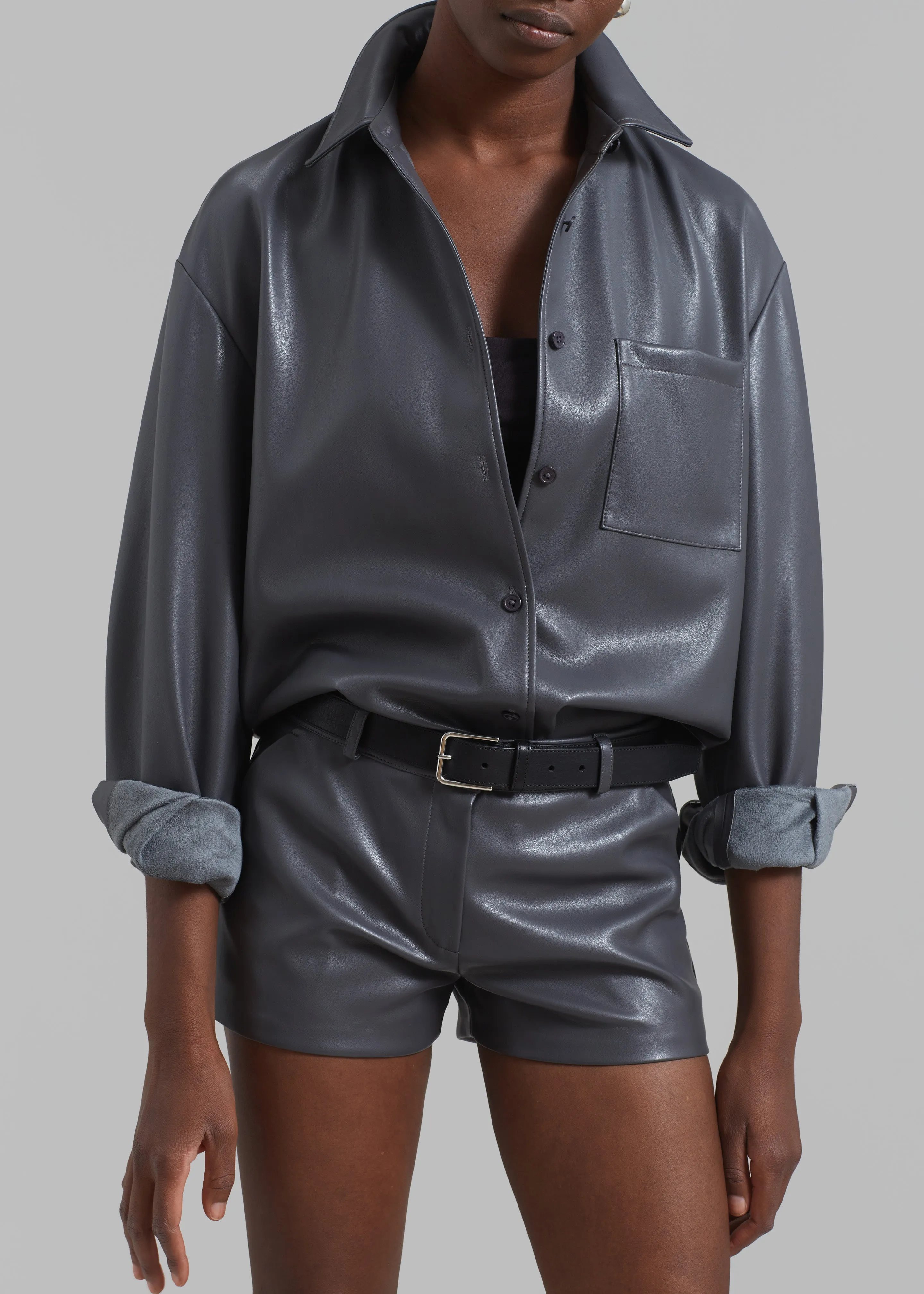 Chrissie Faux Leather Shirt - Grey sold by Frankie Shop product image thumbnail 3