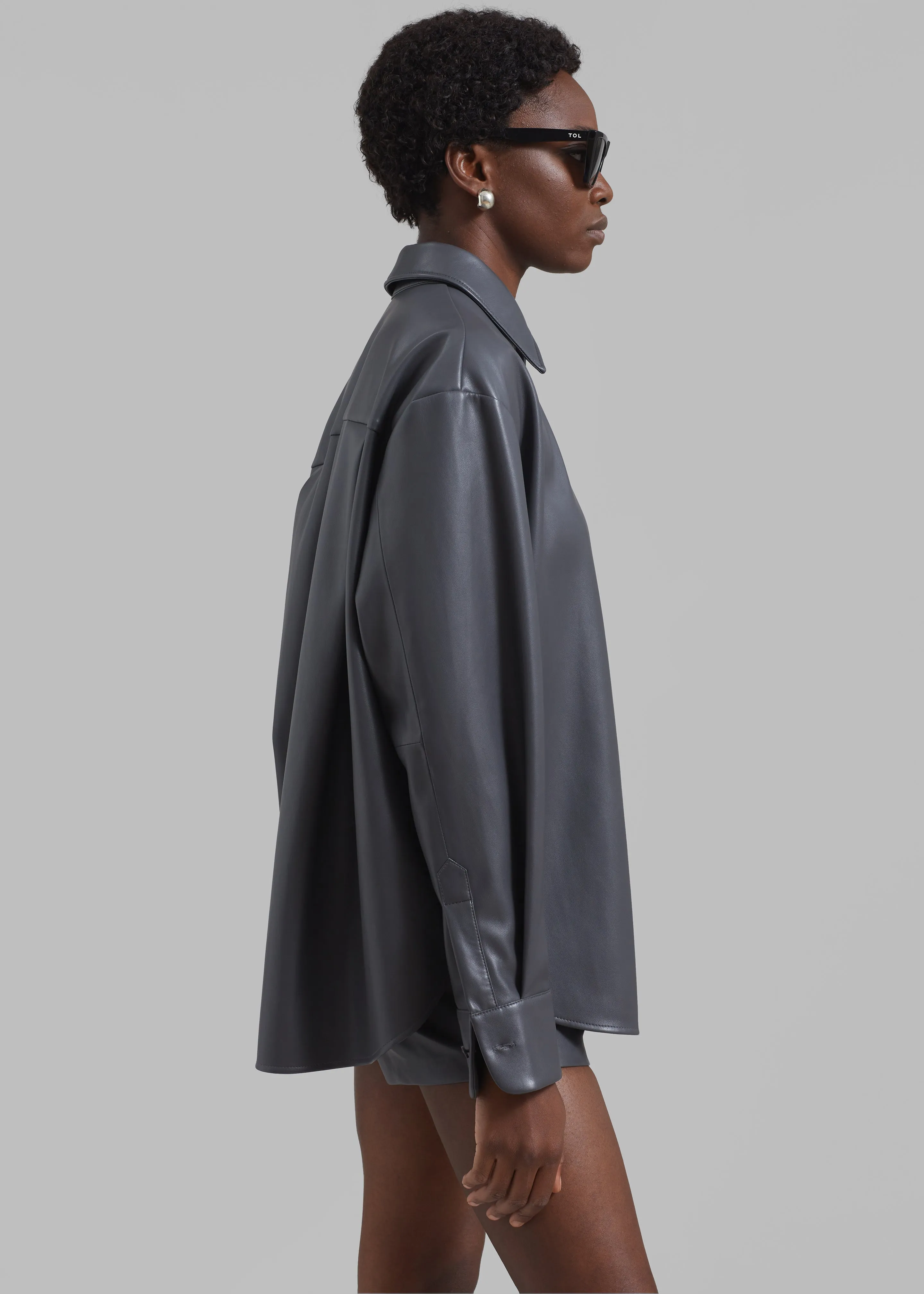 Chrissie Faux Leather Shirt - Grey sold by Frankie Shop product image thumbnail 4