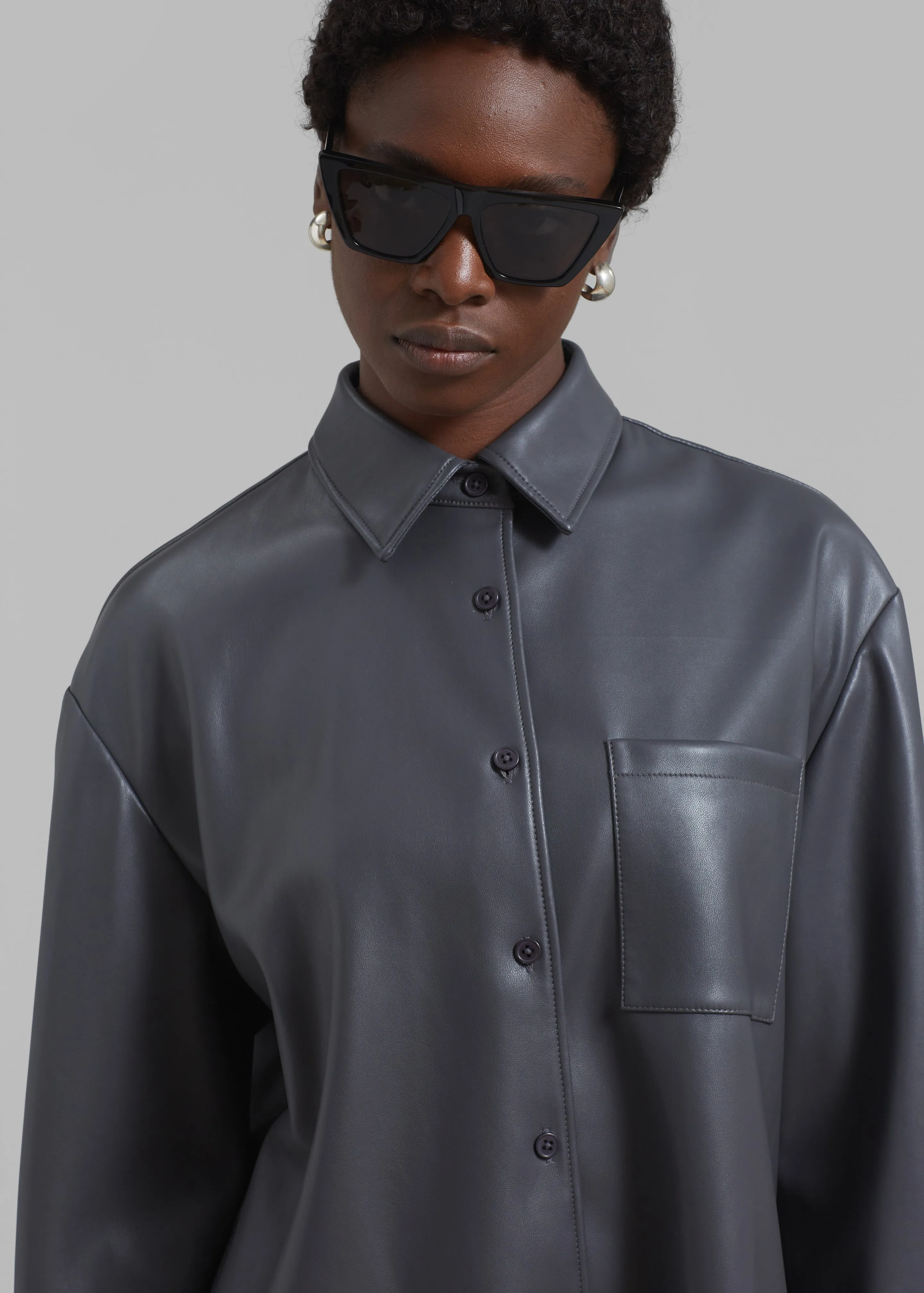 Chrissie Faux Leather Shirt - Grey sold by Frankie Shop product image thumbnail 2