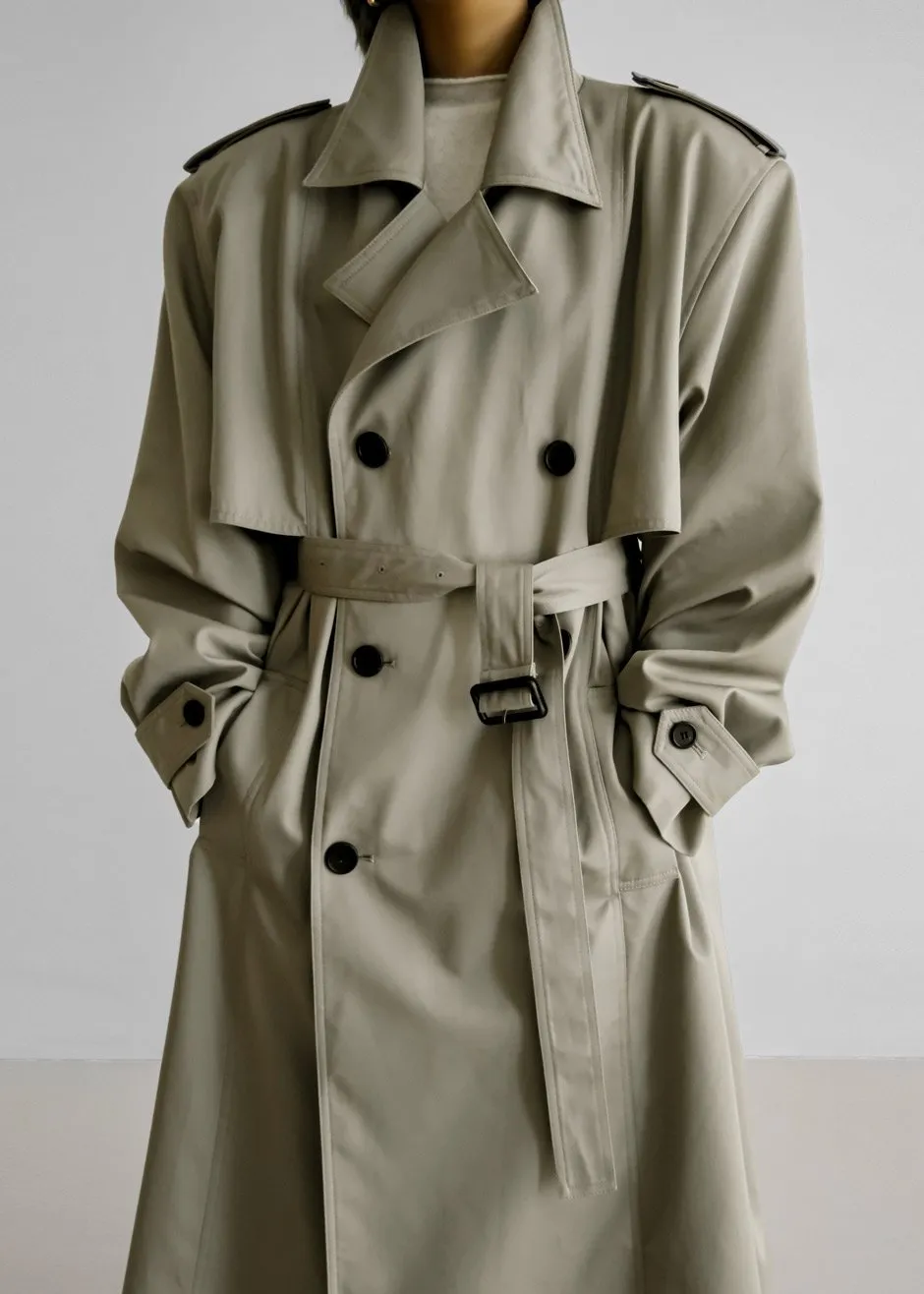 Eugene Trench Coat - Pale Khaki sold by Frankie Shop