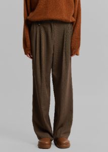 Dawn Button Slack Trousers - Khaki Brown sold by Frankie Shop