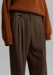 Dawn Button Slack Trousers - Khaki Brown sold by Frankie Shop