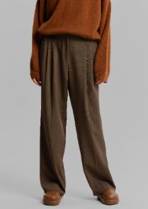 Dawn Button Slack Trousers - Khaki Brown sold by Frankie Shop