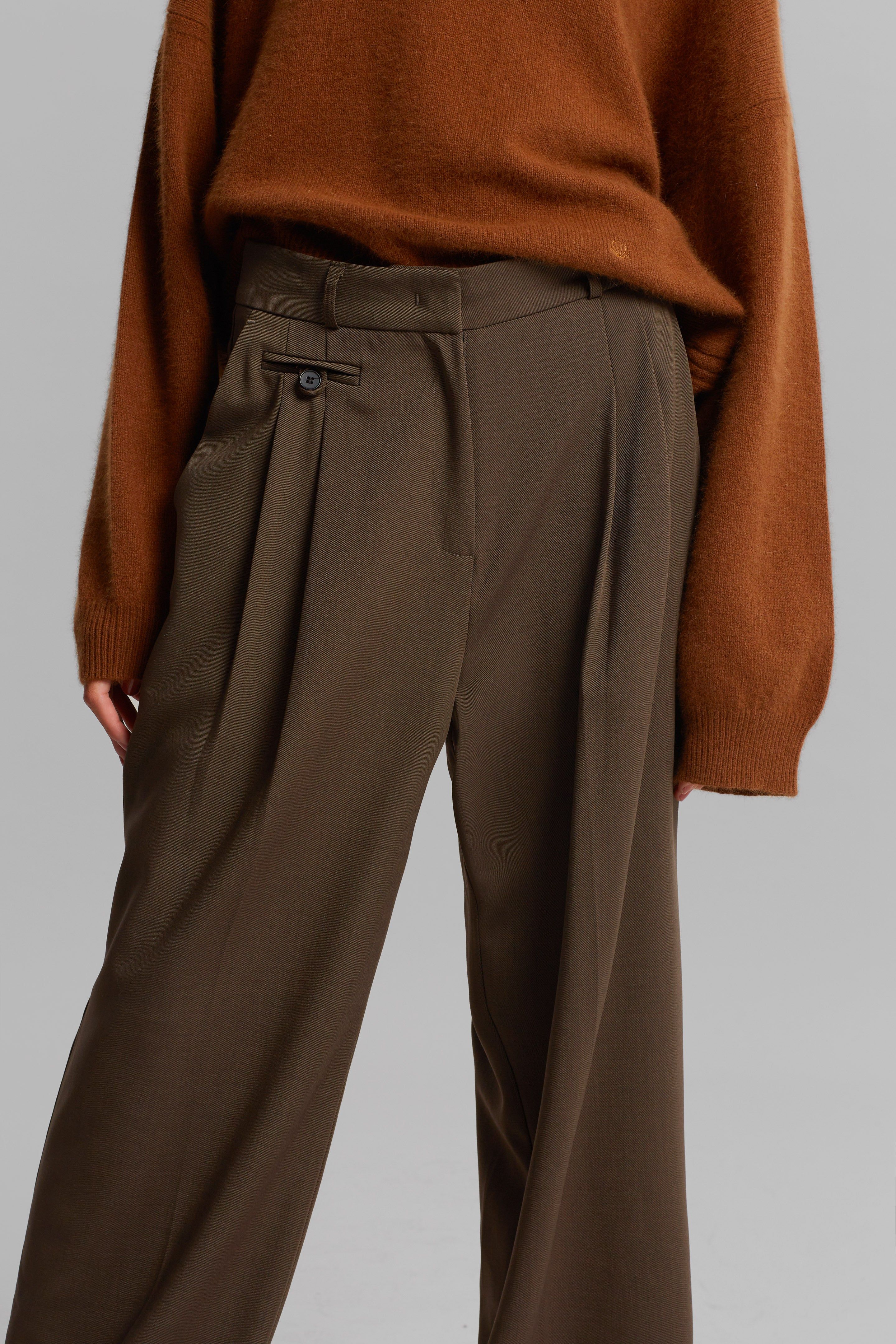 Dawn Button Slack Trousers - Khaki Brown sold by Frankie Shop product image thumbnail 4