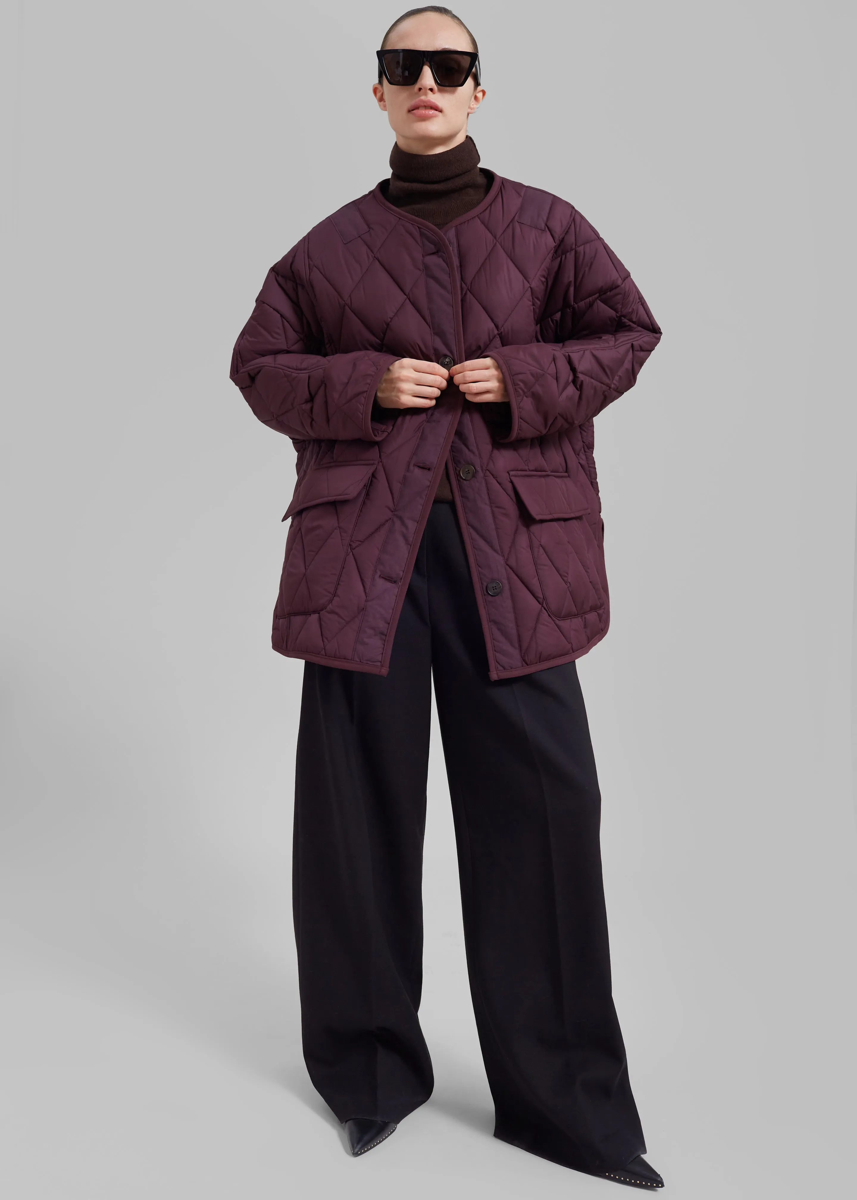 Teddy Quilted Jacket - Burgundy sold by Frankie Shop product image thumbnail 3