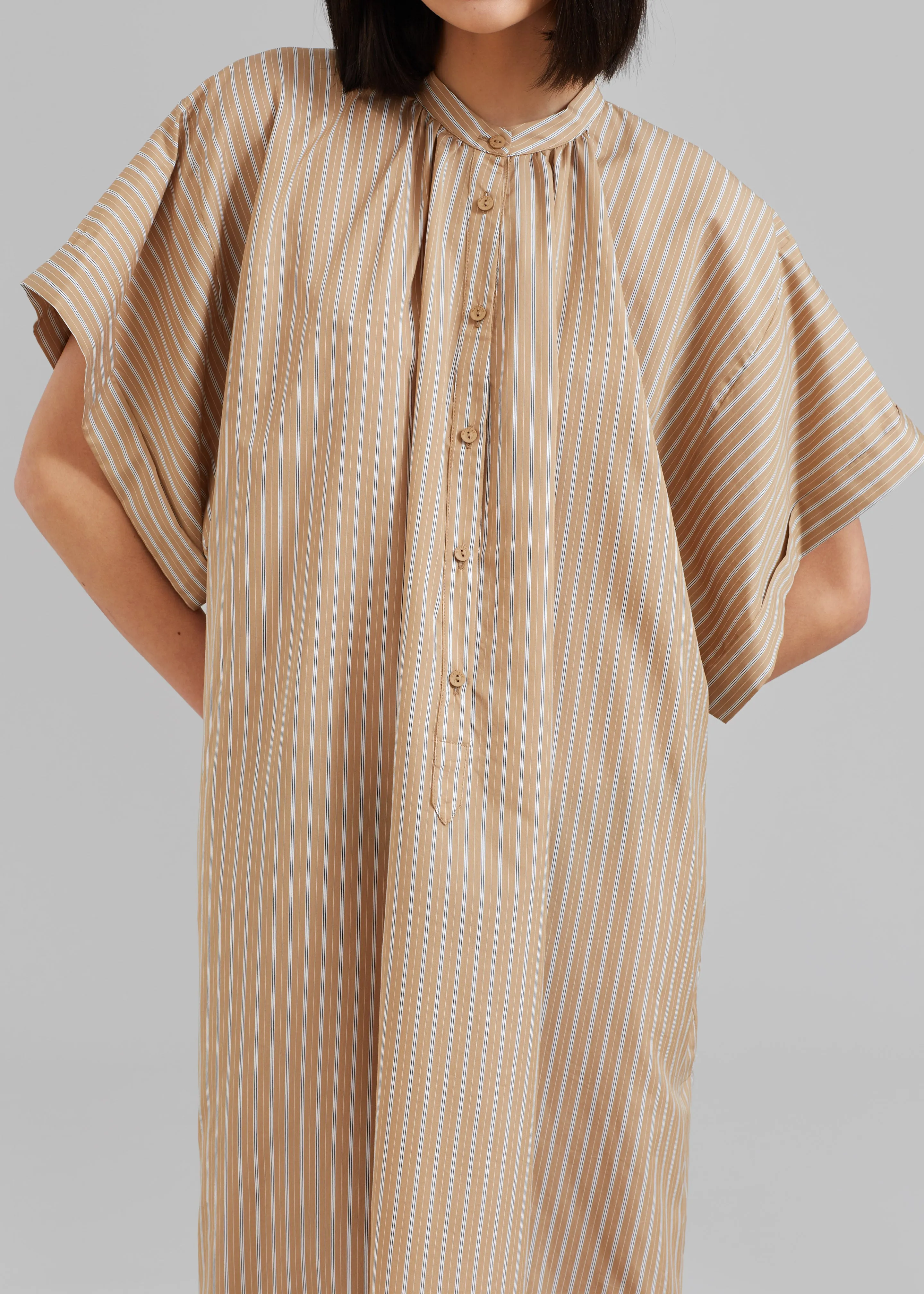 Matteau Button Front Djellaba Dress - Sand Stripe sold by Frankie Shop product image thumbnail 2