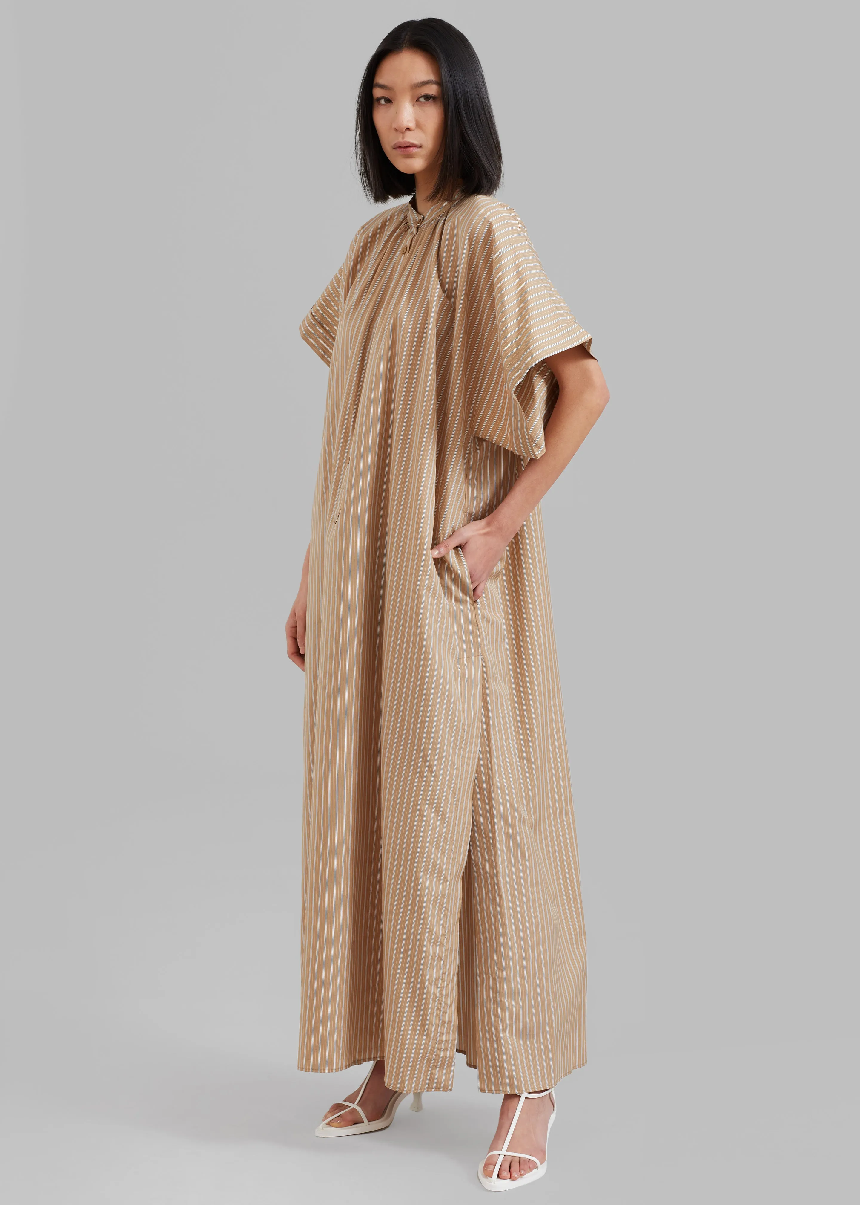 Matteau Button Front Djellaba Dress - Sand Stripe sold by Frankie Shop product image thumbnail 5