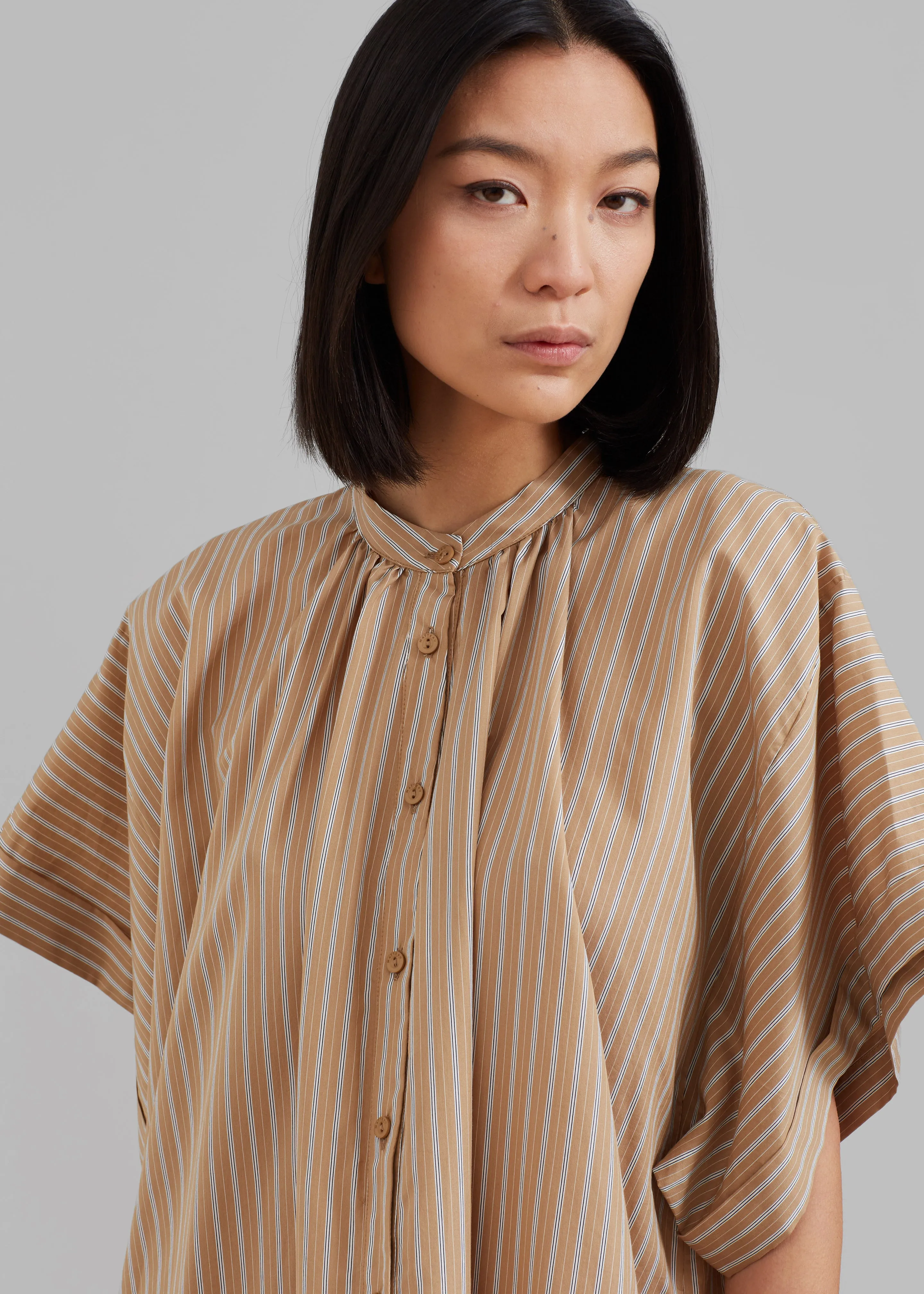 Matteau Button Front Djellaba Dress - Sand Stripe sold by Frankie Shop product image thumbnail 4