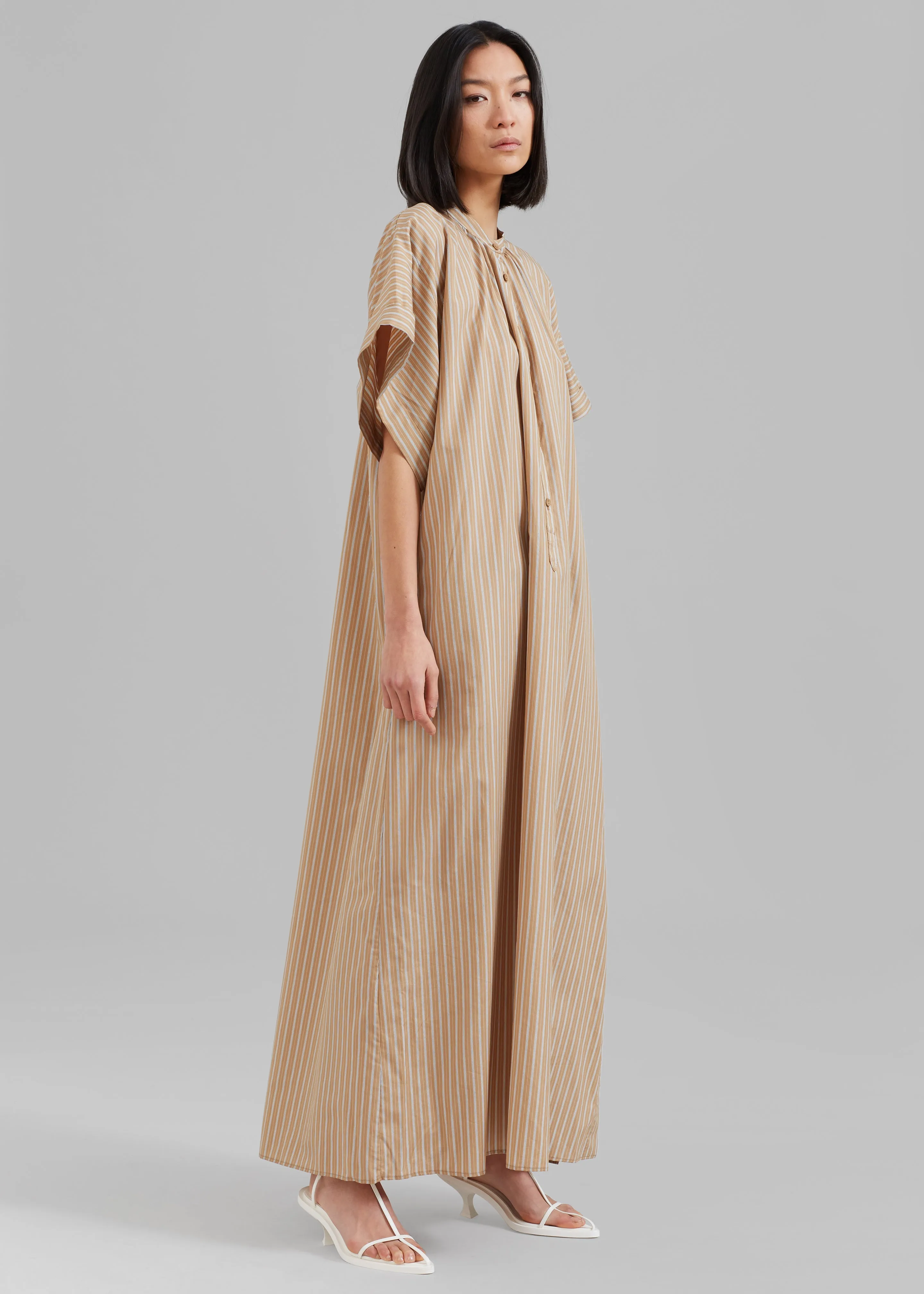 Matteau Button Front Djellaba Dress - Sand Stripe sold by Frankie Shop product image thumbnail 3
