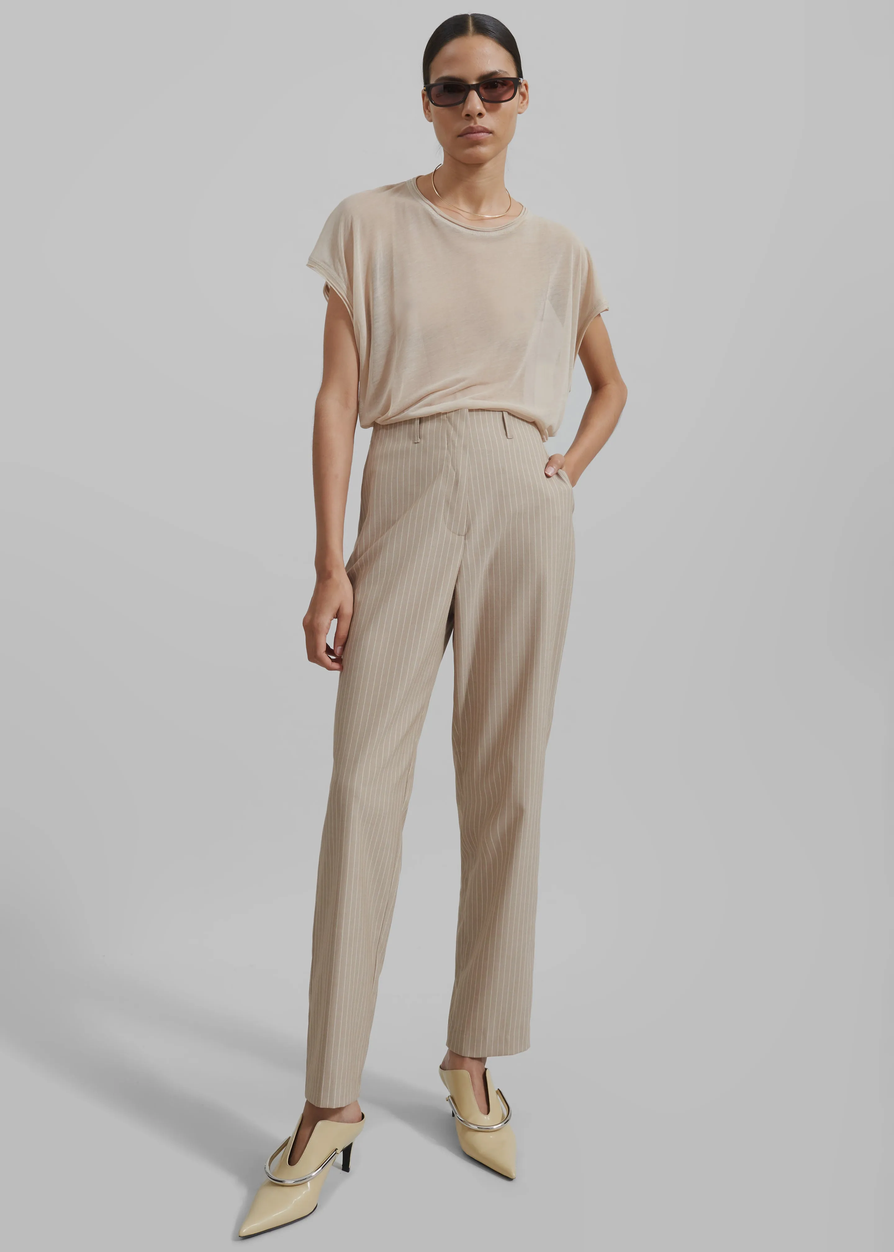 Stasia Pants - Beige Stripe sold by Frankie Shop