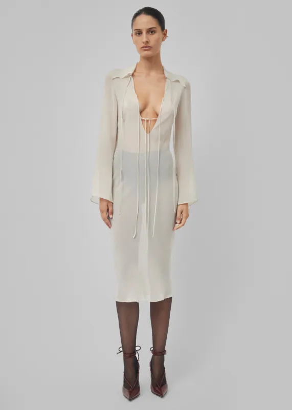 Beare Park Silk Georgette Tie Blouse Dress - Powder made by Frankie Shop