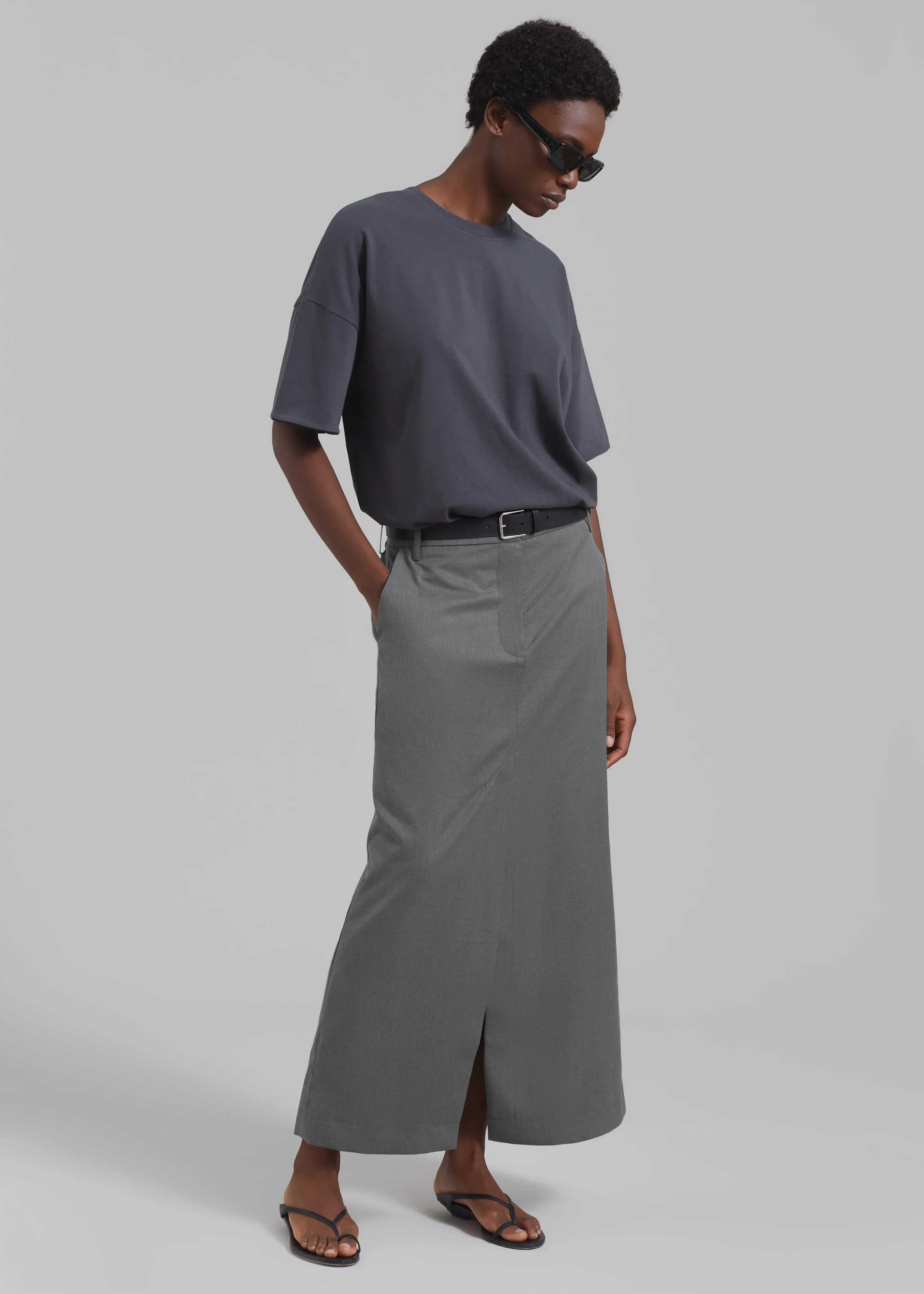 REMAIN Long Suiting Skirt - Dark Gull Gray sold by Frankie Shop