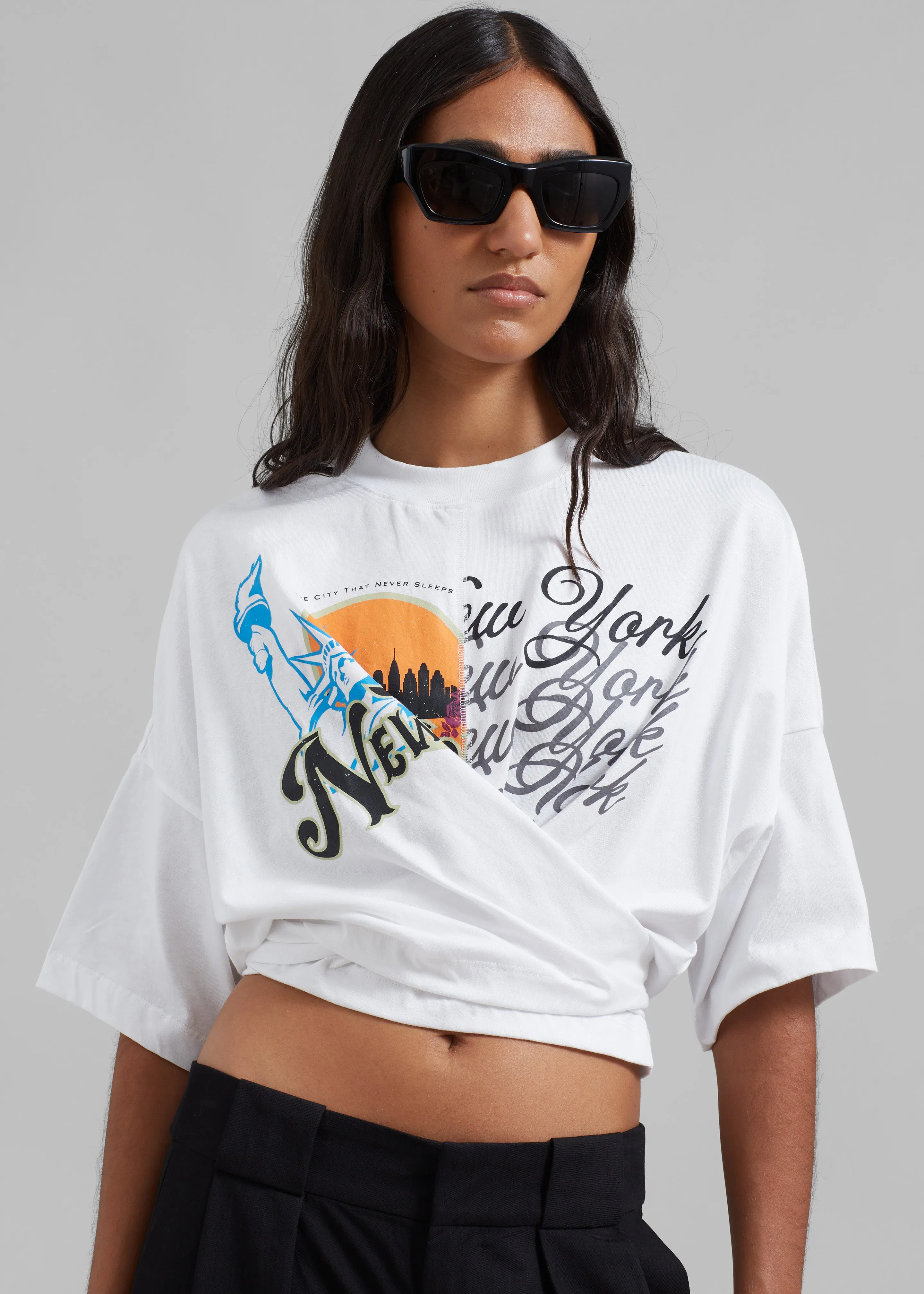 3.1 Phillip Lim We Are NY Twisted Tie Back T-Shirt - White Multi sold by Frankie Shop product image thumbnail 4