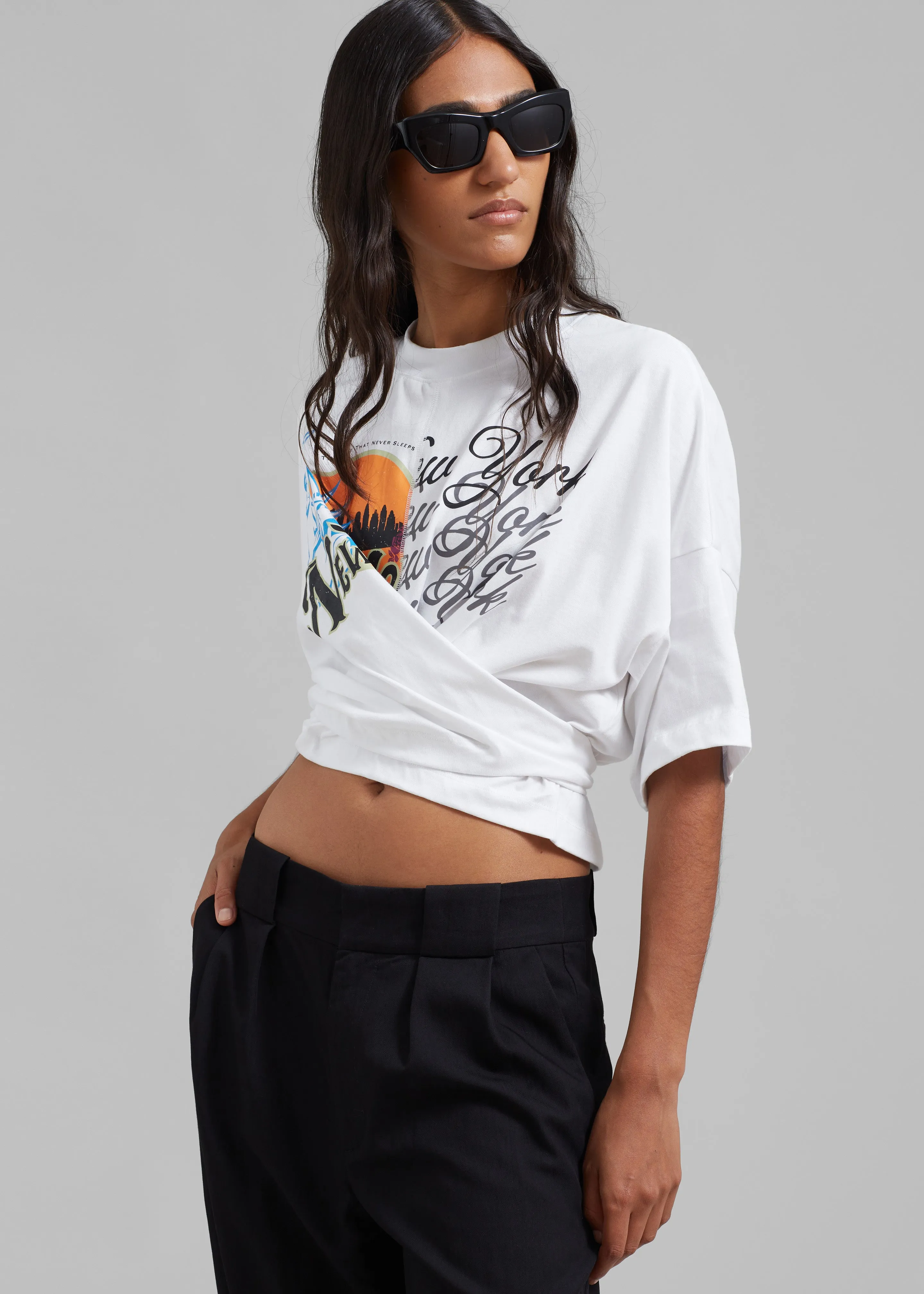 3.1 Phillip Lim We Are NY Twisted Tie Back T-Shirt - White Multi sold by Frankie Shop product image thumbnail 3