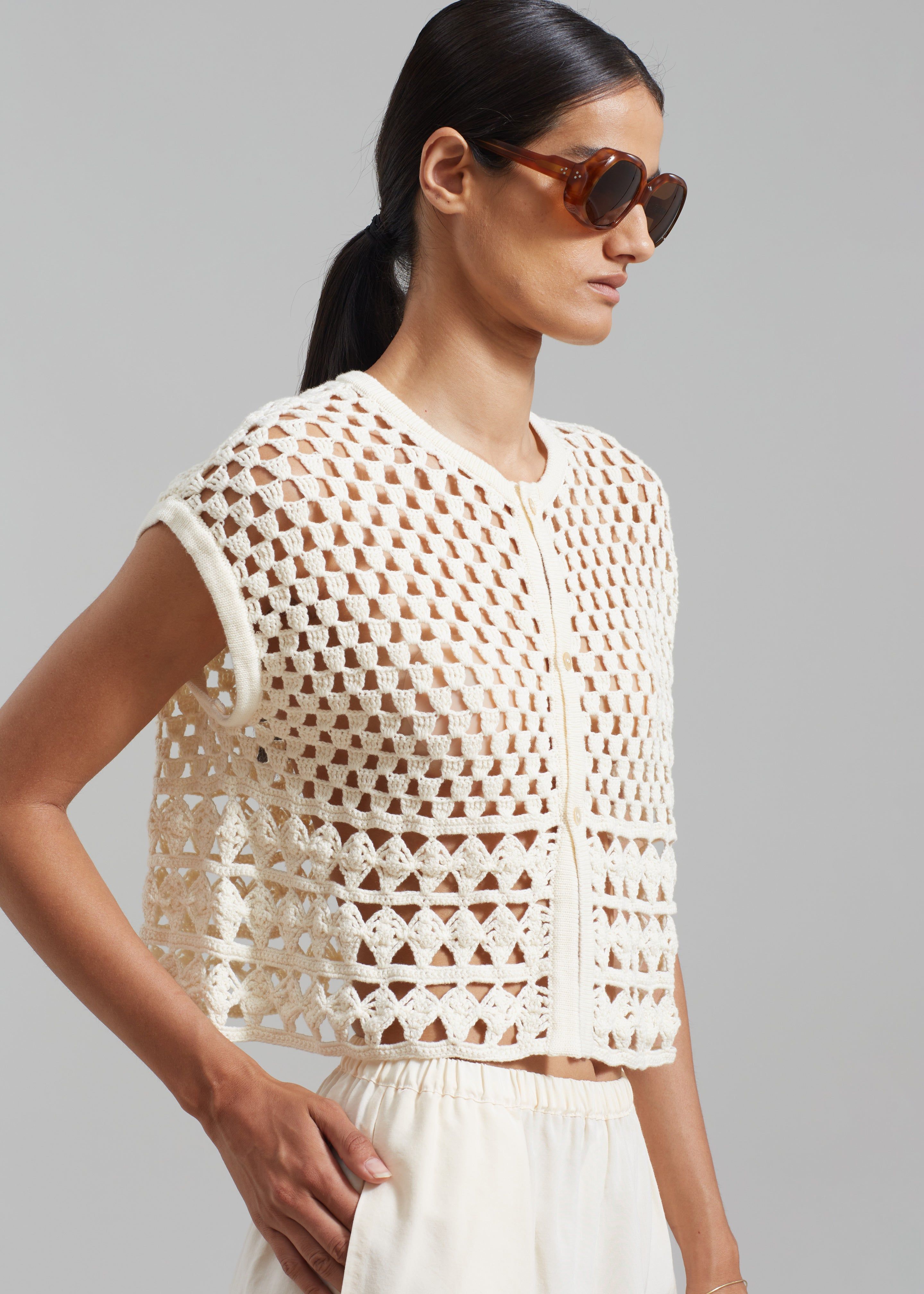 Esme Crochet Vest - Cream sold by Frankie Shop product image thumbnail 7