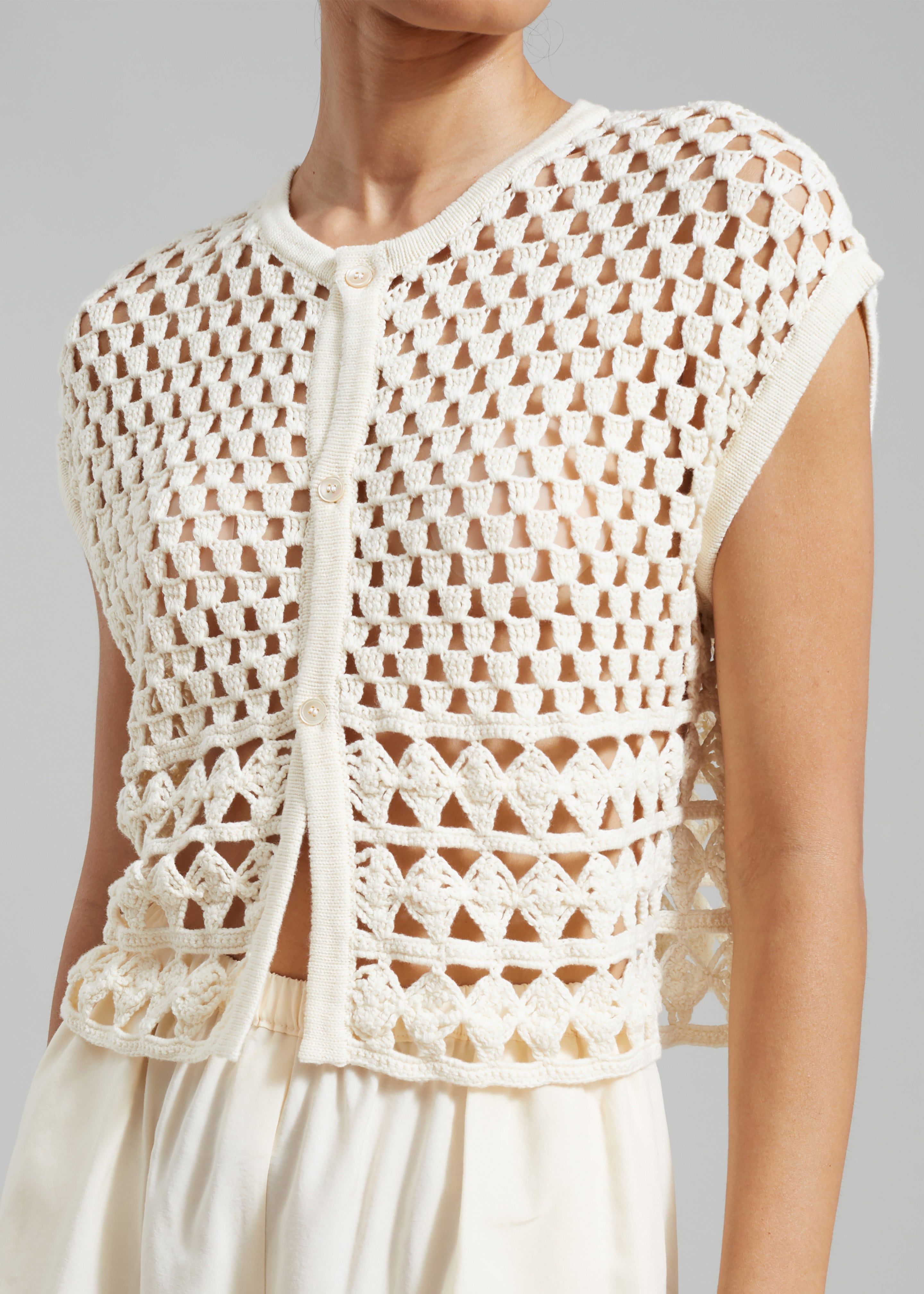 Esme Crochet Vest - Cream sold by Frankie Shop product image thumbnail 4
