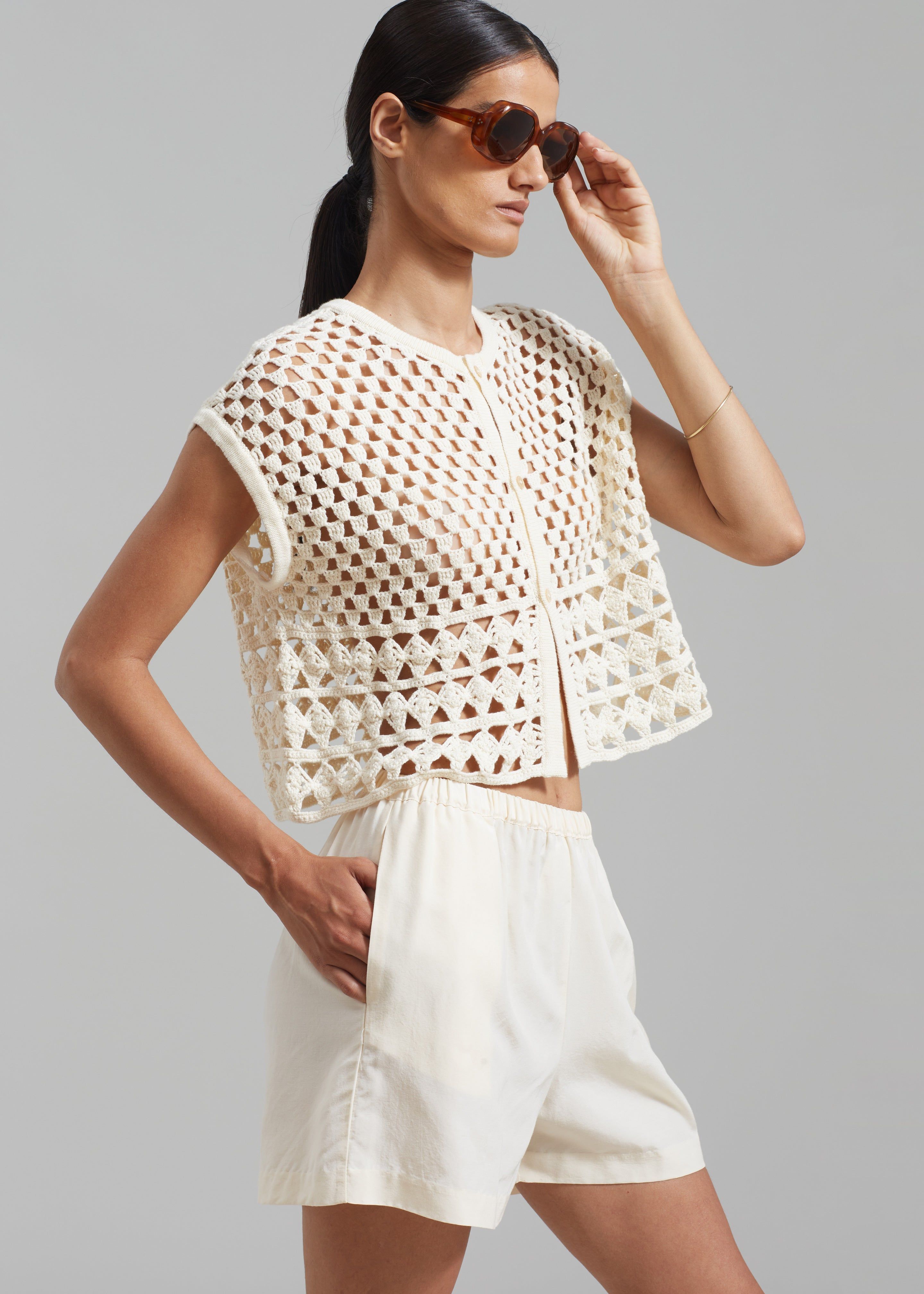 Esme Crochet Vest - Cream sold by Frankie Shop