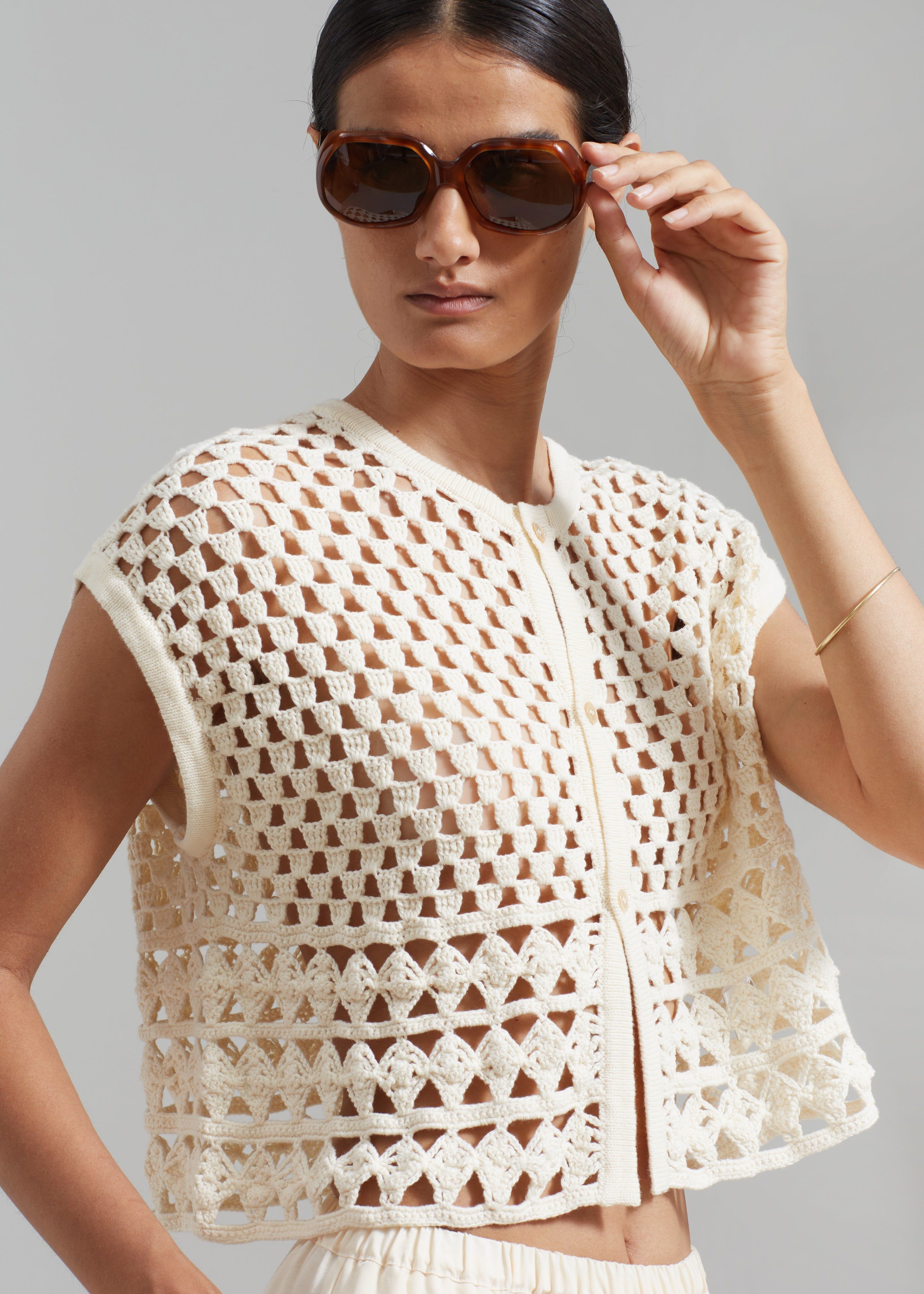 Esme Crochet Vest - Cream sold by Frankie Shop product image thumbnail 5