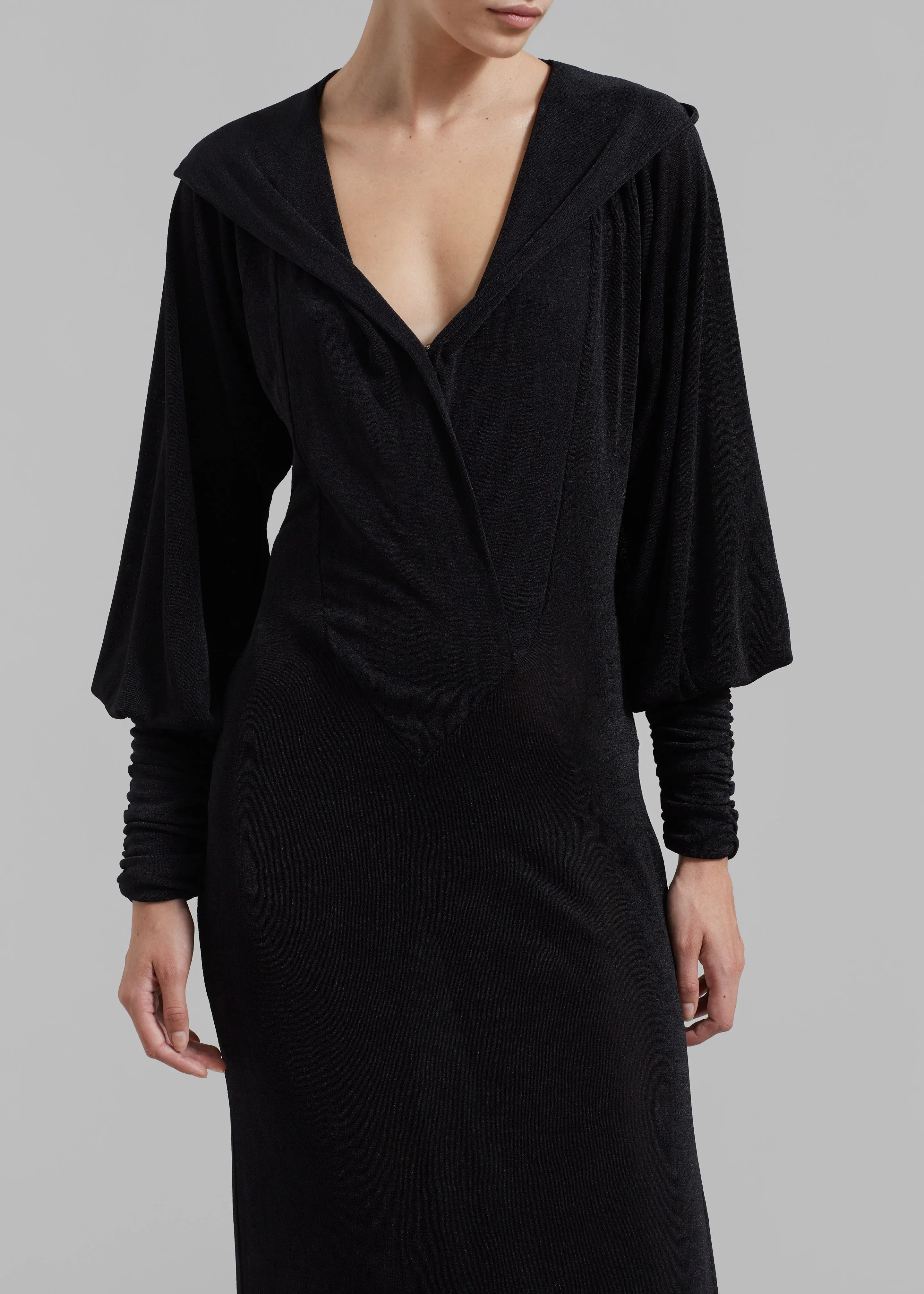 ROTATE Slinky Maxi Hooded Dress - Black sold by Frankie Shop product image thumbnail 5