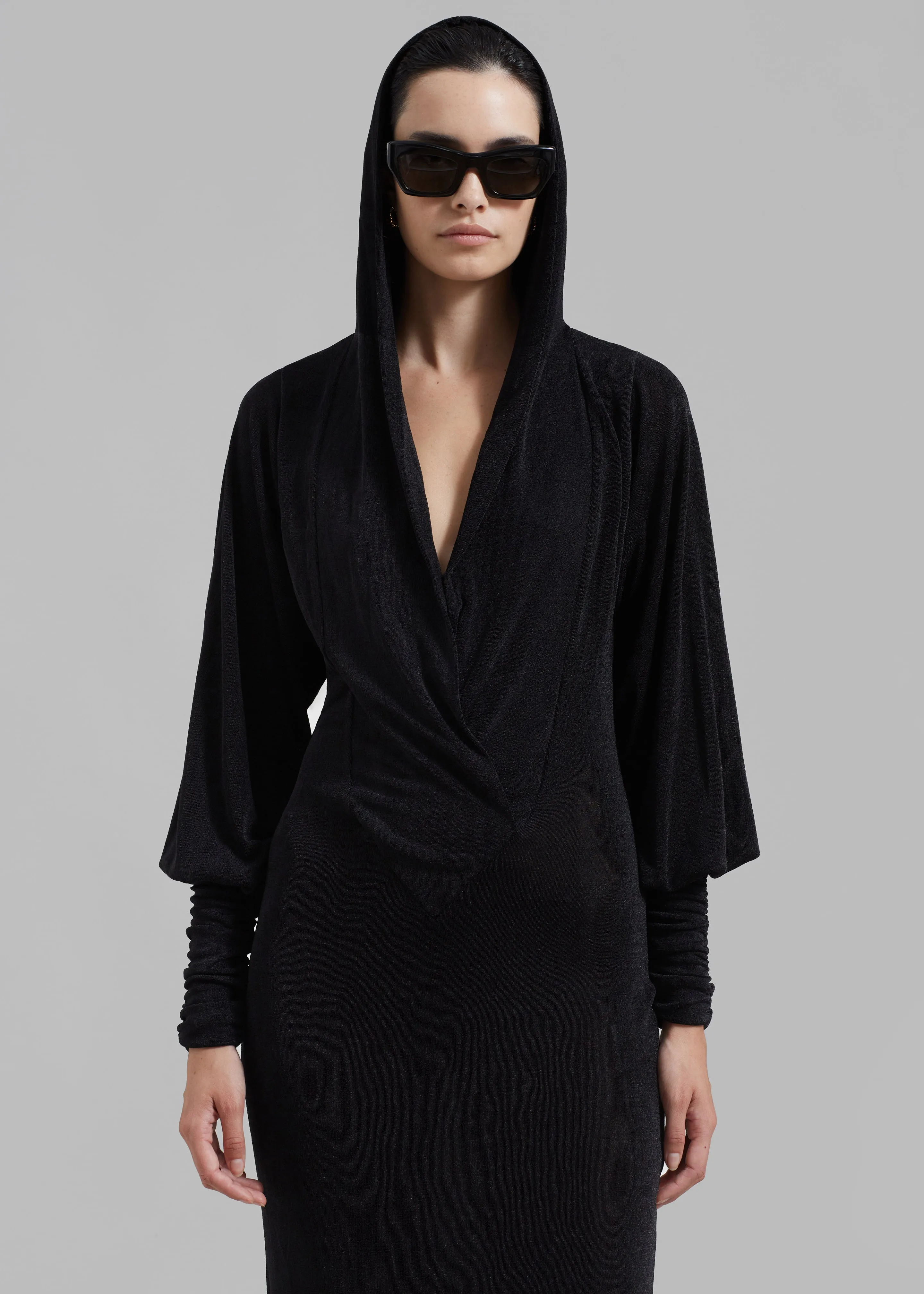 ROTATE Slinky Maxi Hooded Dress - Black sold by Frankie Shop product image thumbnail 2