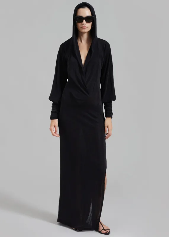 ROTATE Slinky Maxi Hooded Dress - Black sold by Frankie Shop