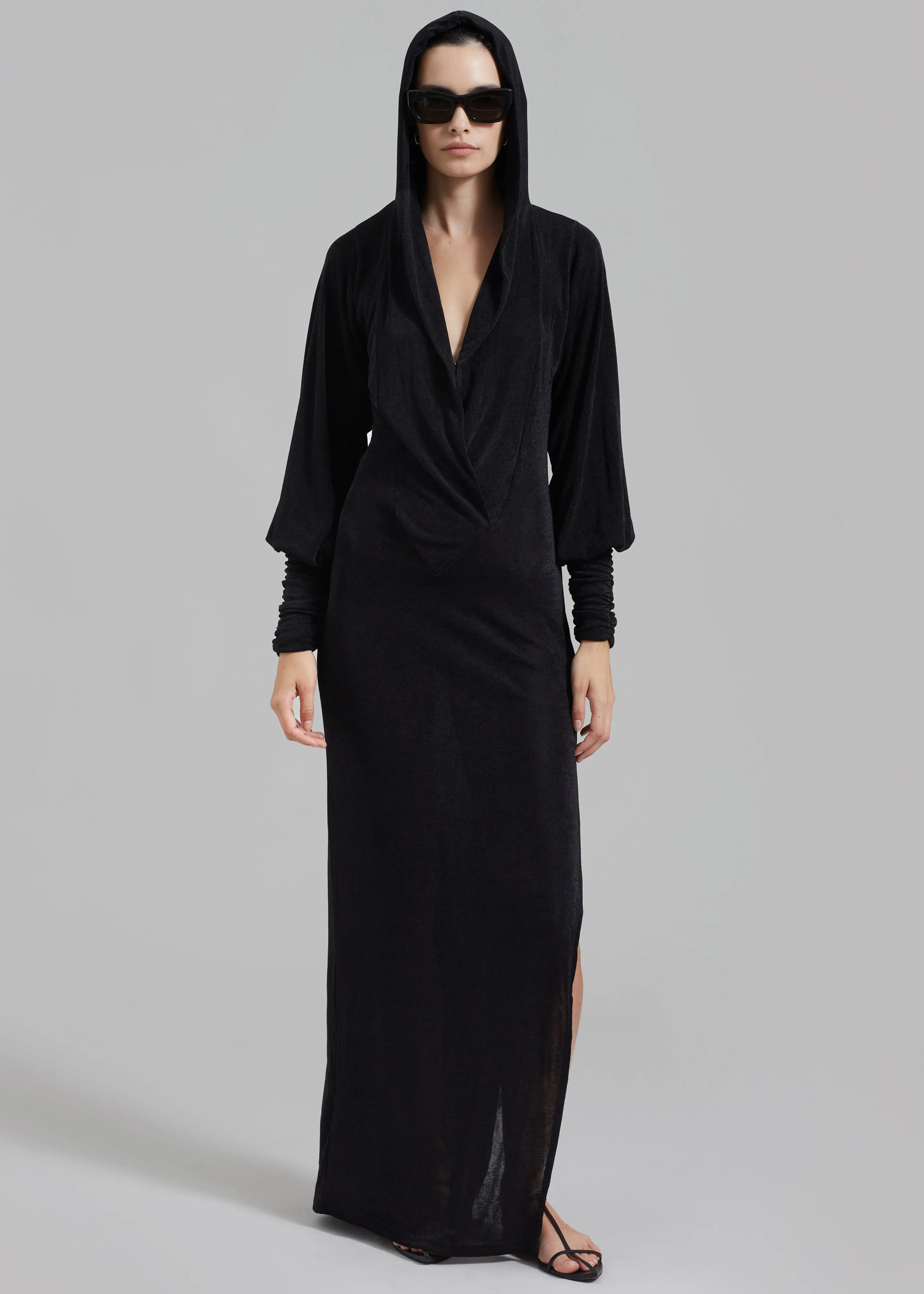 ROTATE Slinky Maxi Hooded Dress - Black sold by Frankie Shop