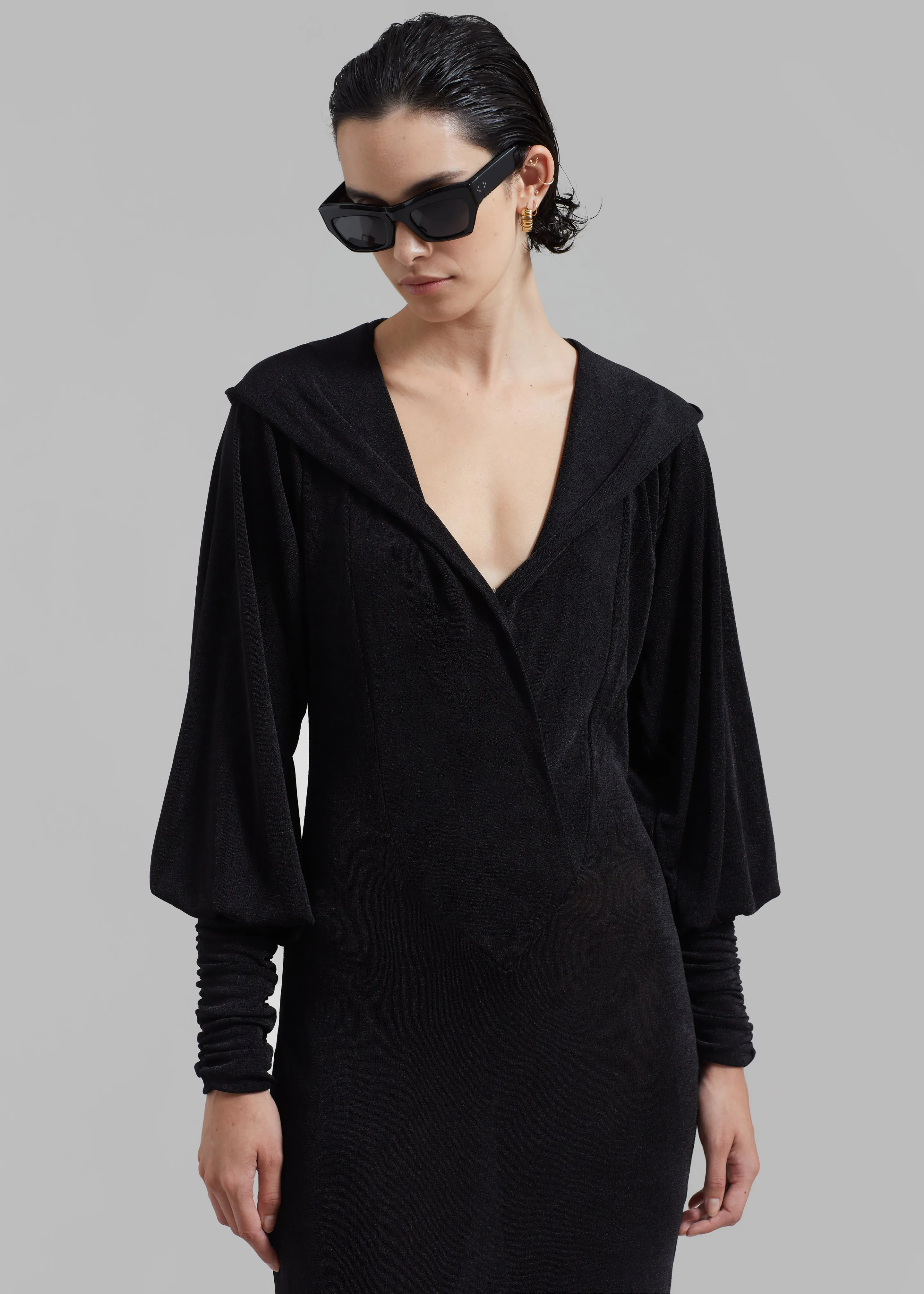 ROTATE Slinky Maxi Hooded Dress - Black sold by Frankie Shop product image thumbnail 4