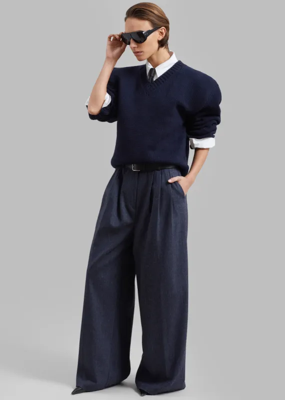 Edina Two Tone Wool Sweater - Navy made by Frankie Shop