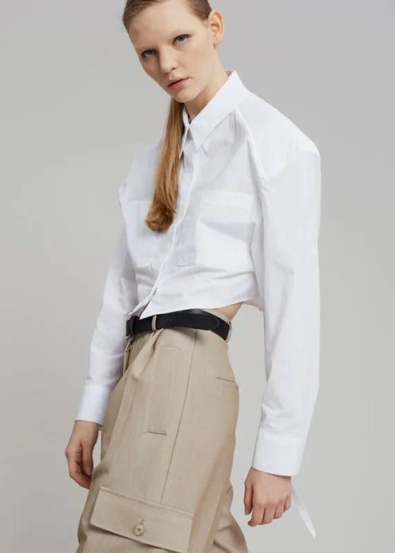 Romi Shoulder Padded Shirt - White made by Frankie Shop