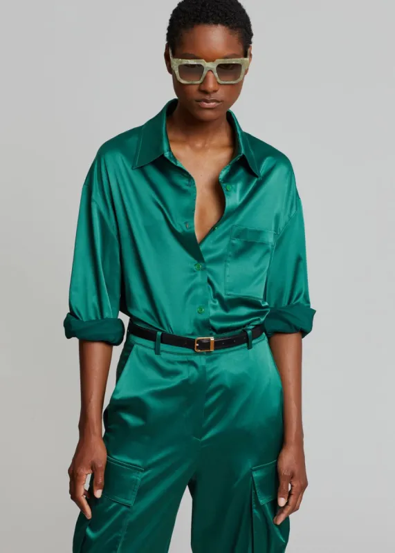Lauren Silky Shirt - Green sold by Frankie Shop