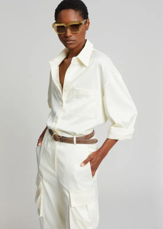 Lauren Silky Shirt - Cream made by Frankie Shop
