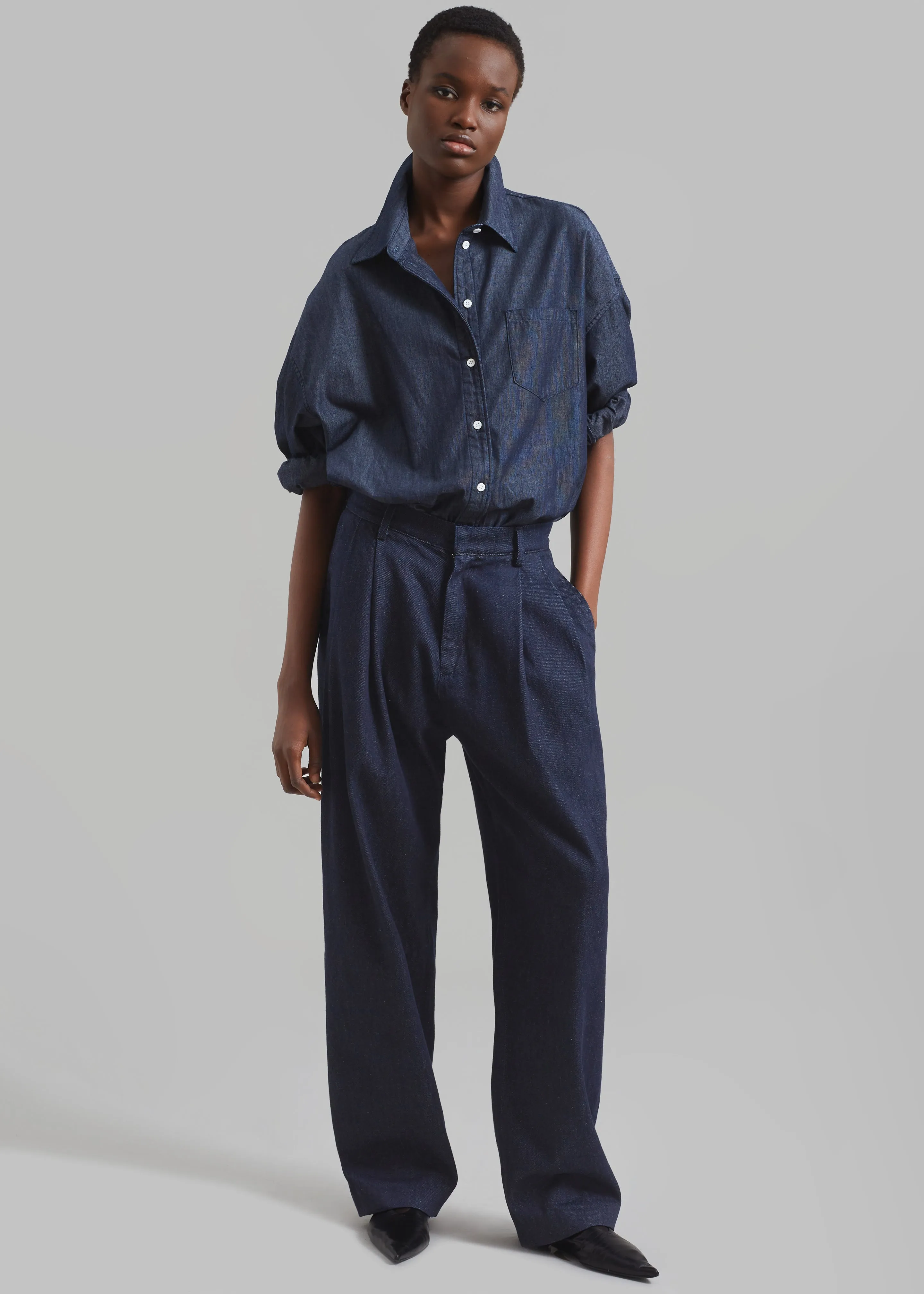 Nolan Pleated Denim Trousers - Raw Wash sold by Frankie Shop