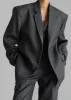 Elise Blazer - Grey/White Pinstripe sold by Frankie Shop