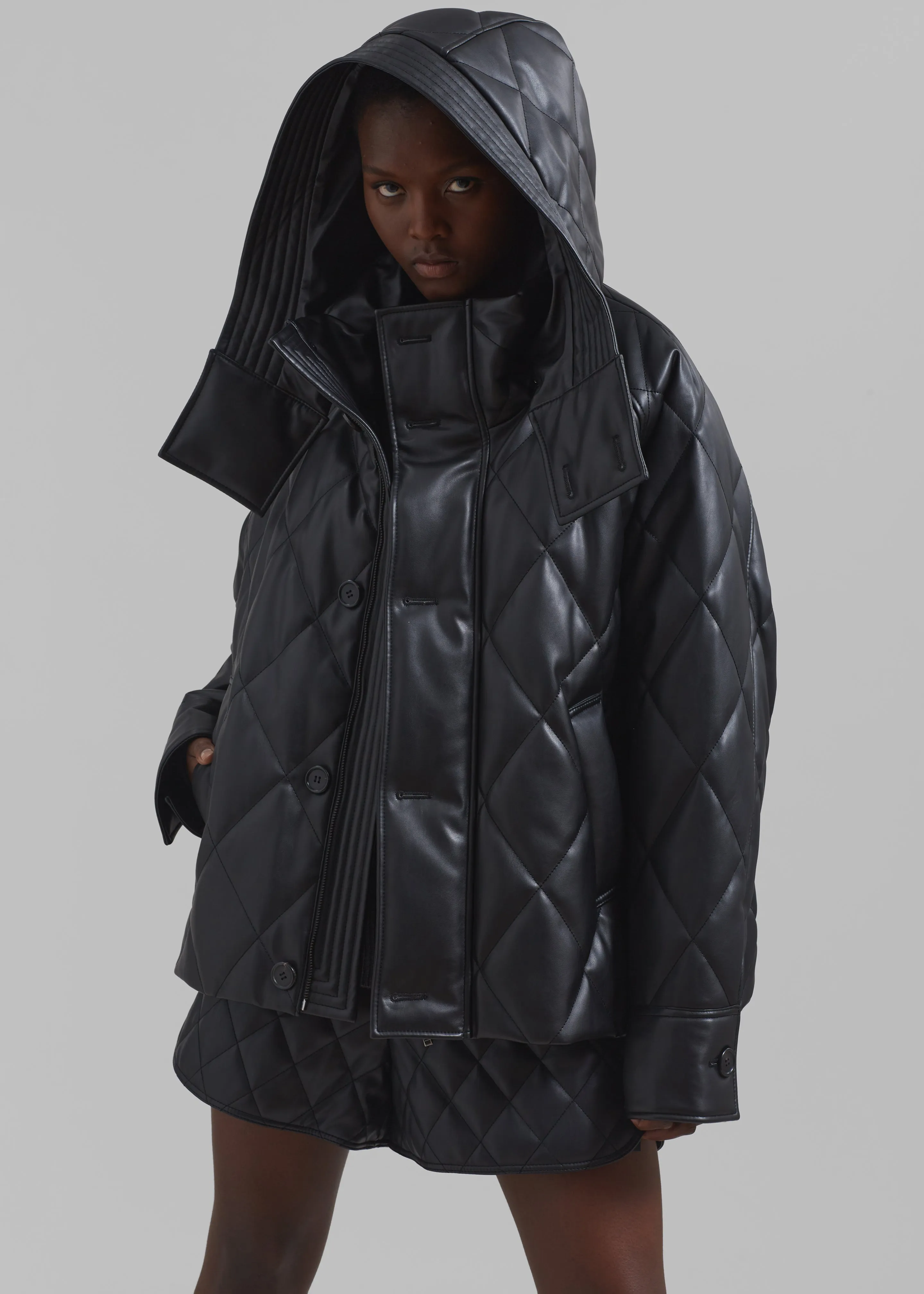 Kingston Faux Leather Quilted Jacket - Black sold by Frankie Shop product image thumbnail 3