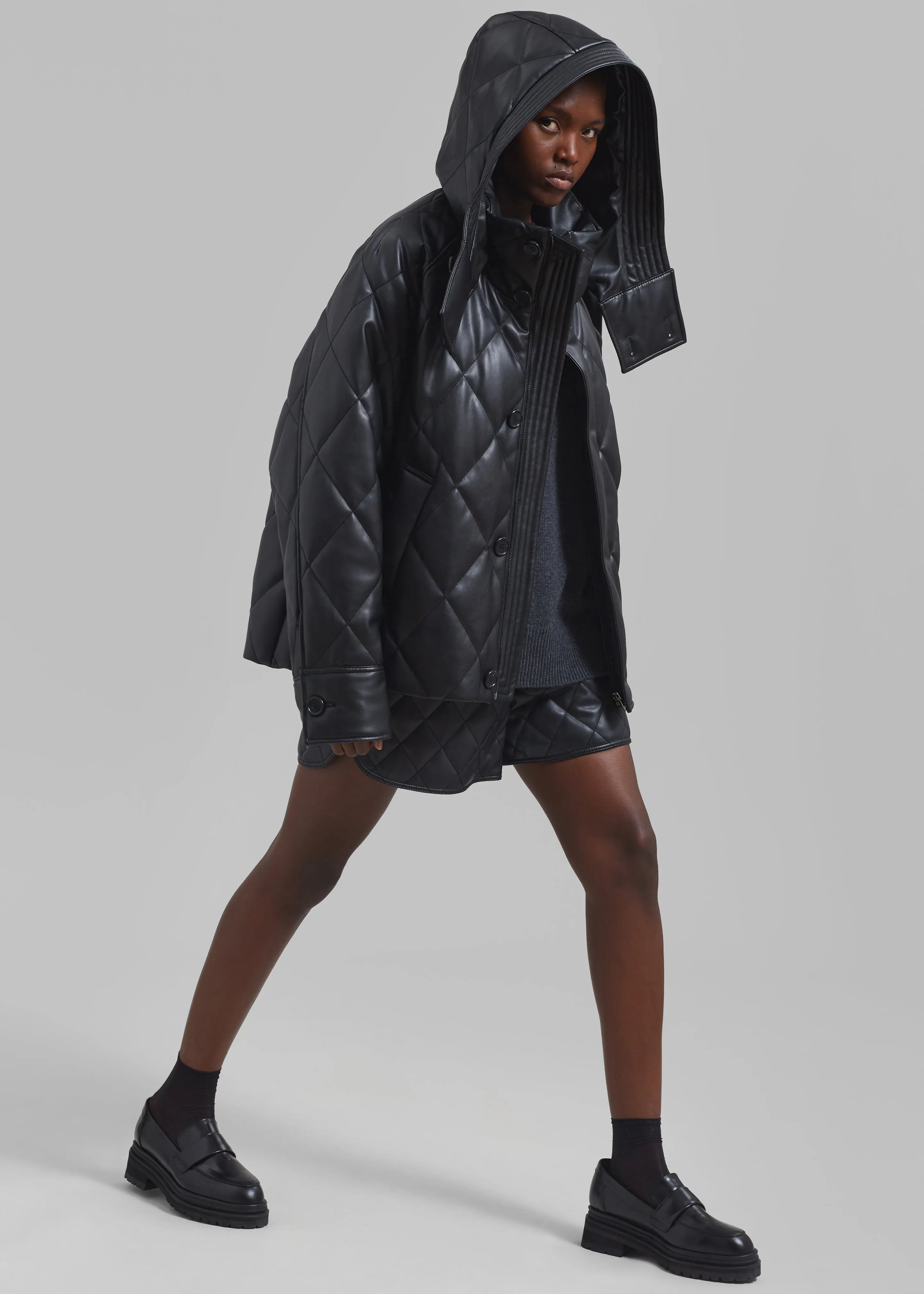 Kingston Faux Leather Quilted Jacket - Black sold by Frankie Shop