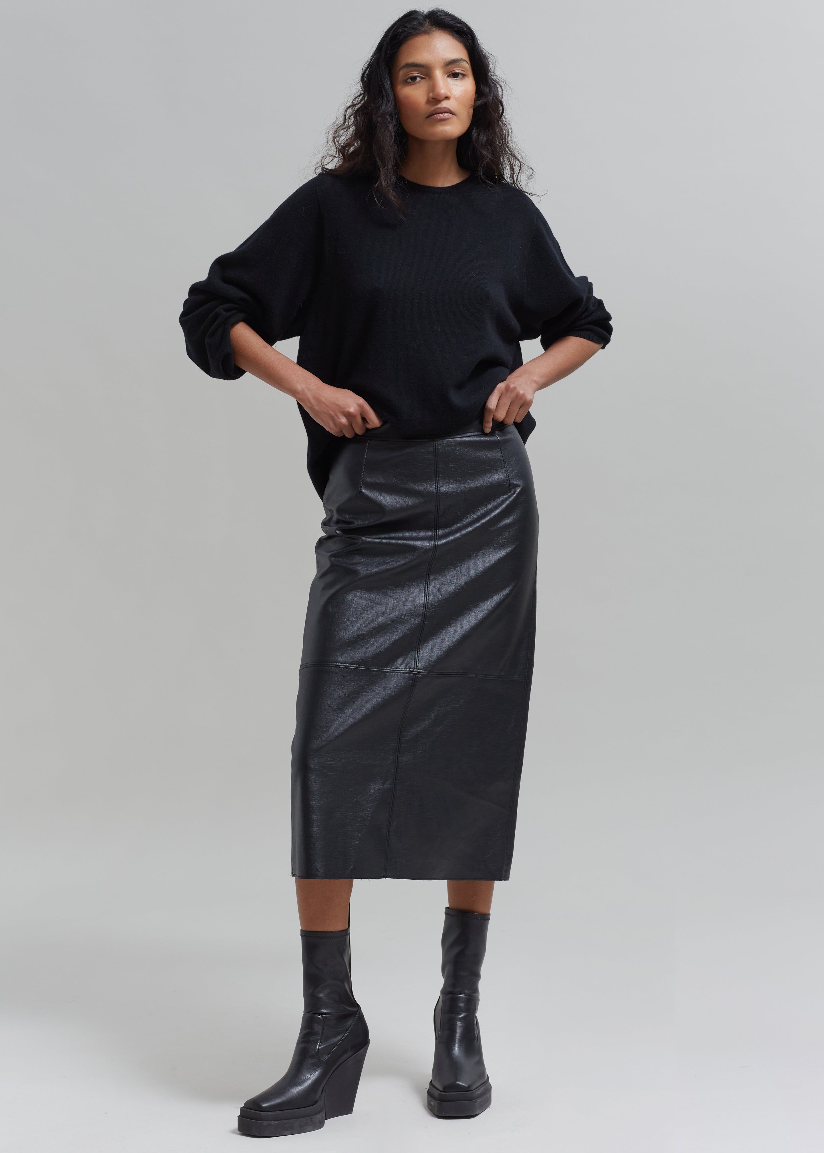 Manyne Faux Leather Pencil Skirt - Black sold by Frankie Shop