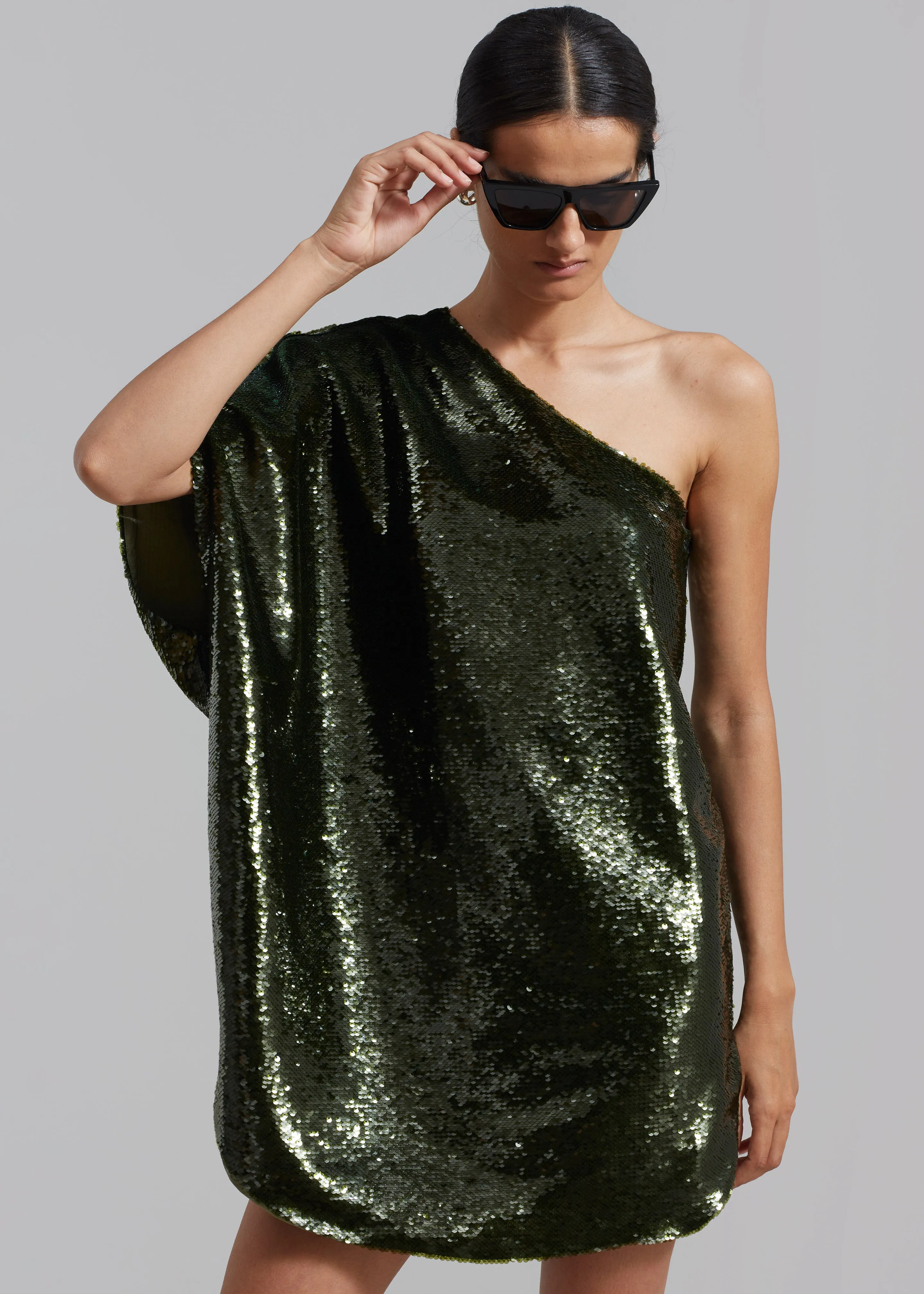 Gloria Sequins One Shoulder Dress - Olive sold by Frankie Shop product image thumbnail 3