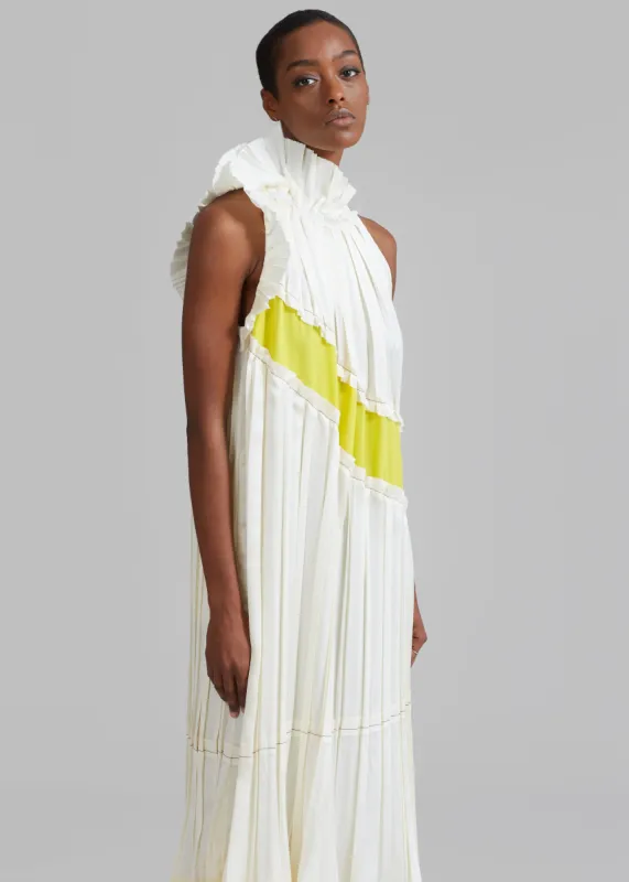 3.1 Phillip Lim Pleated Satin Sleeveless Dress - Ivory-Pineapple made by Frankie Shop