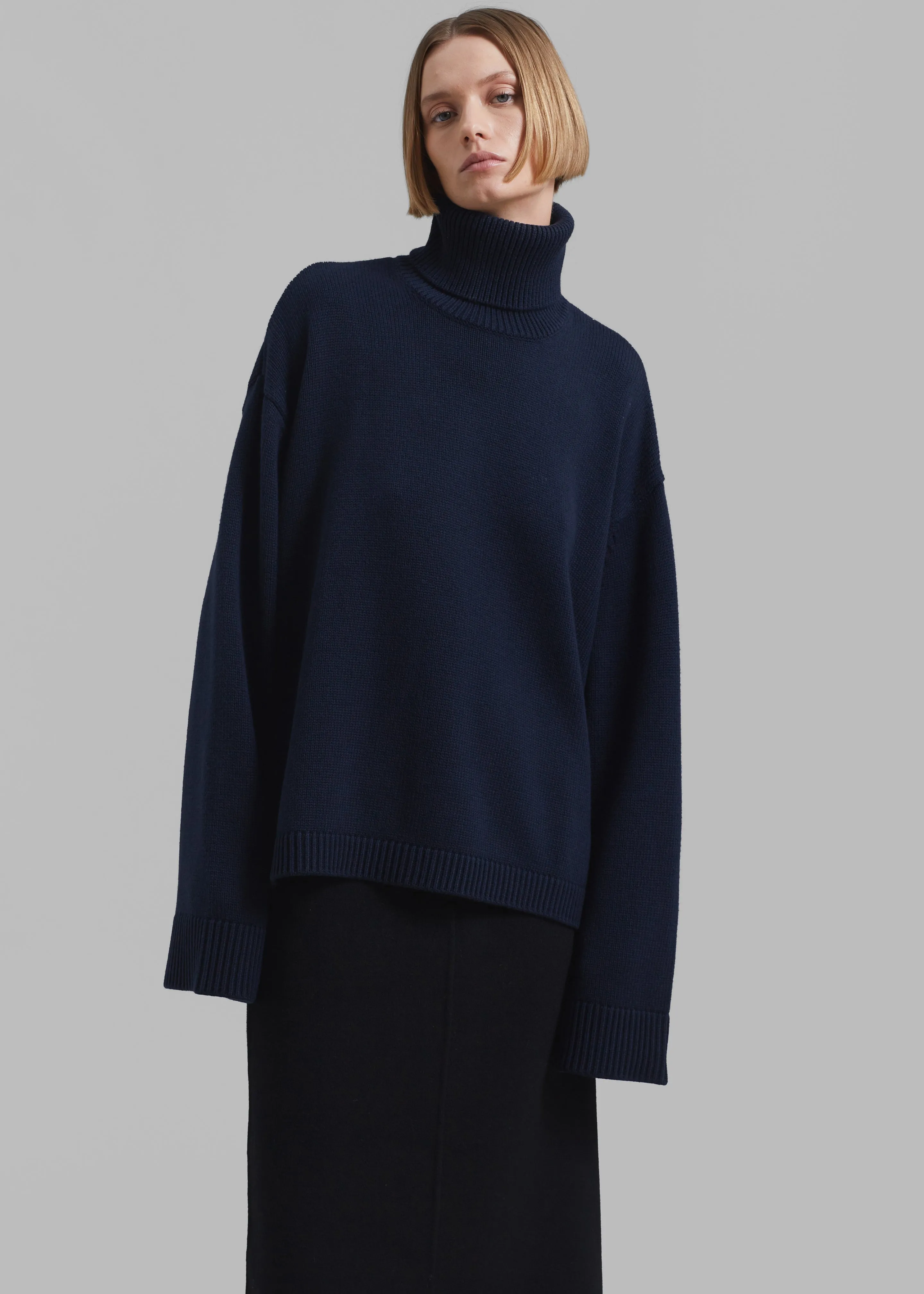 Rhea Trapeze Turtleneck - Navy sold by Frankie Shop
